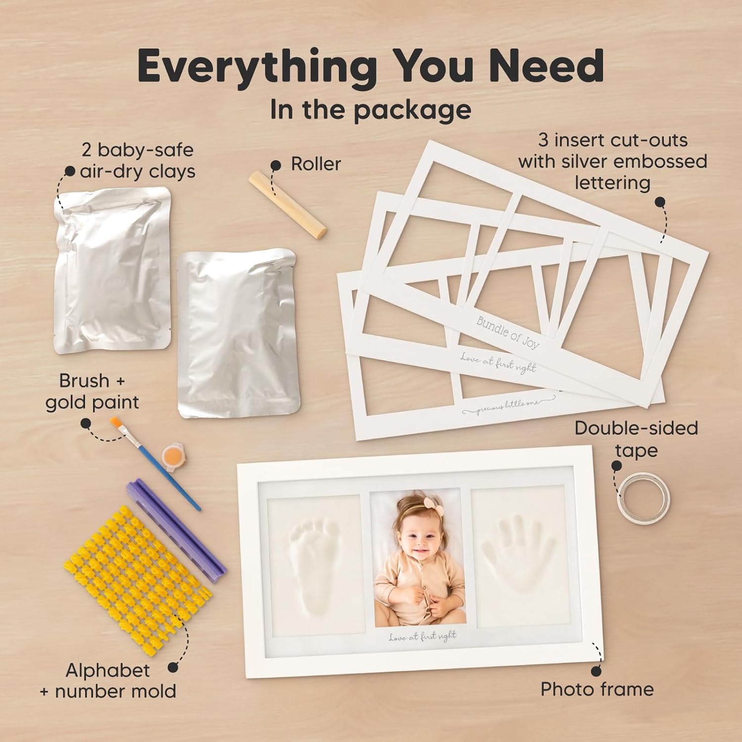 Thumbnail 1 de KeaBabies Baby Hand and Footprint Kit - Clay Keepsake Frame (Alpine White)