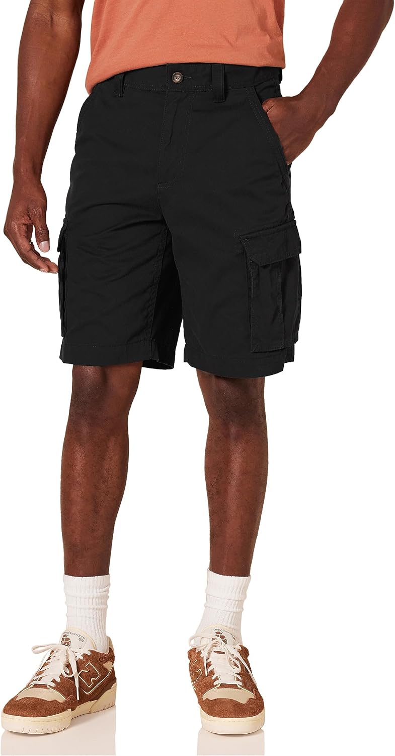 Detalle de Amazon Essentials Pantalones Cortos Cargo de Corte Clásico para Hombre — 25 cm, Negro, 33W