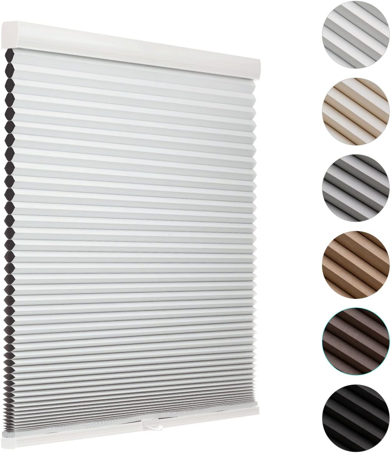 Detalle de MYshade Cordless Blackout Honeycomb Cellular Shades (20" W x 48" H) in White