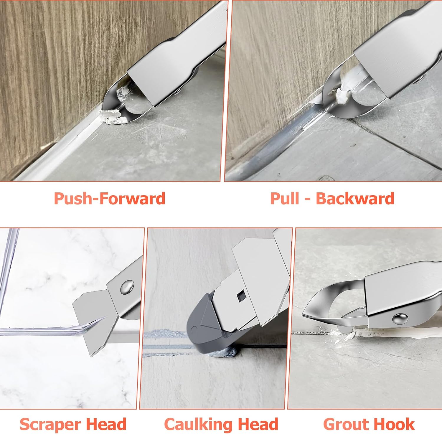 Detalle de Stainless 4 in 1 caulking tool set