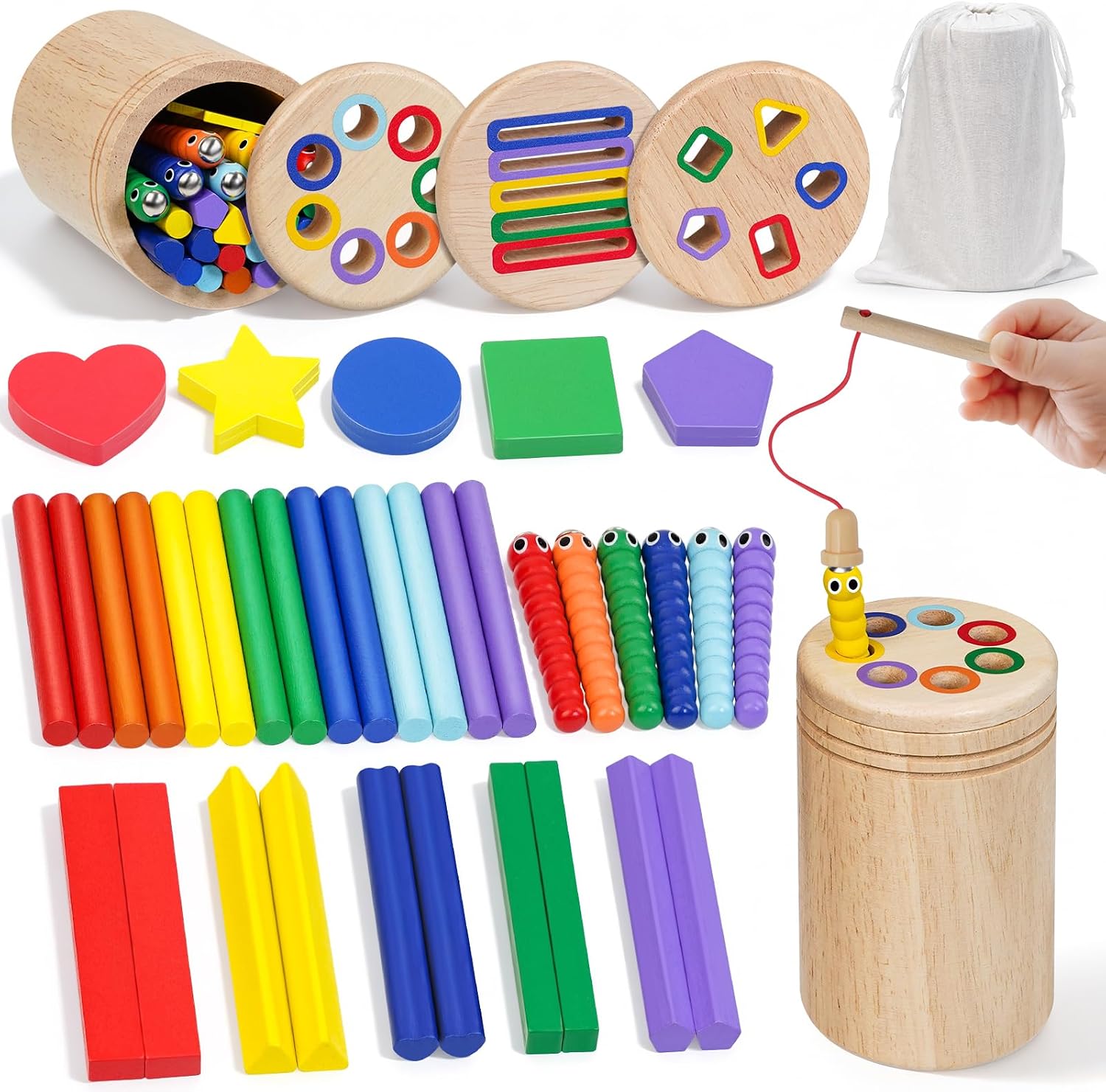 Detalle de Joozmui Holz Montessori Spielzeug 3‑in‑1 🎲