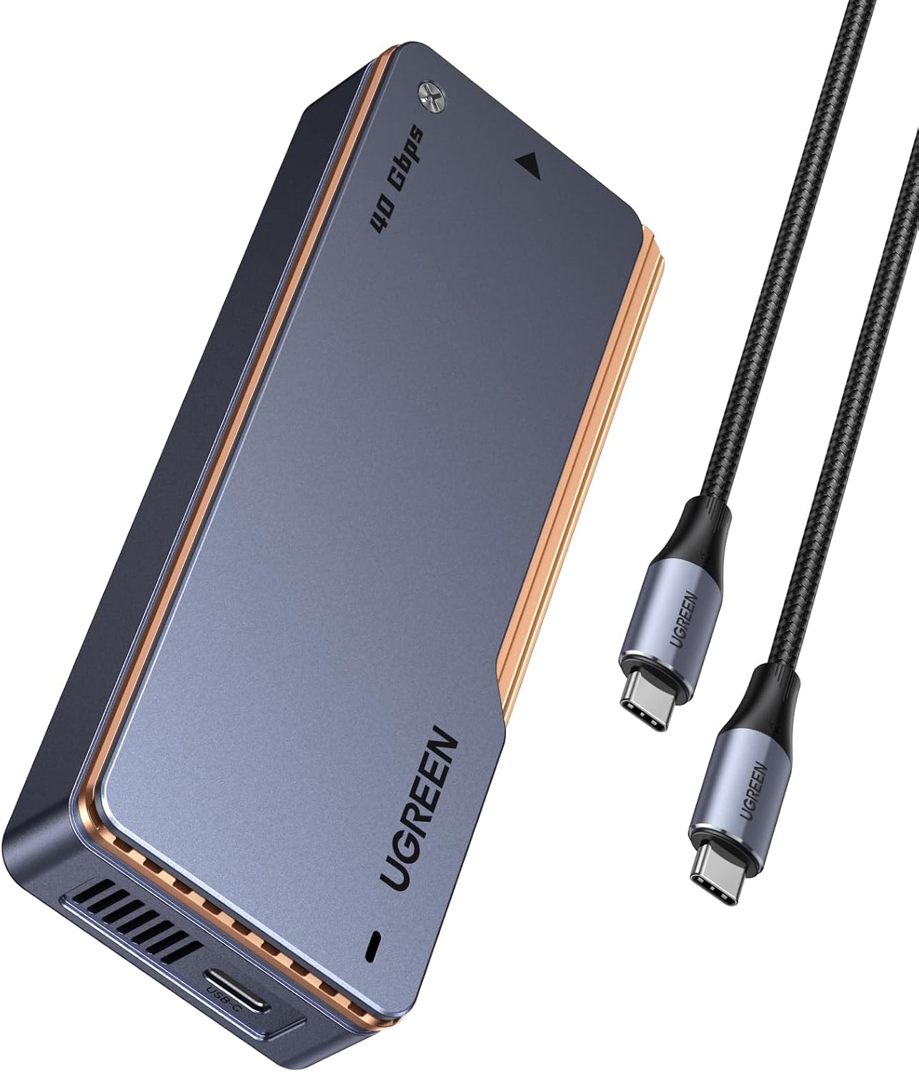 Detalle de UGREEN Case Esterno SSD NVMe M.2 2280 USB 4 con Dissipazione in Alluminio e Doppio Chip JHL7440