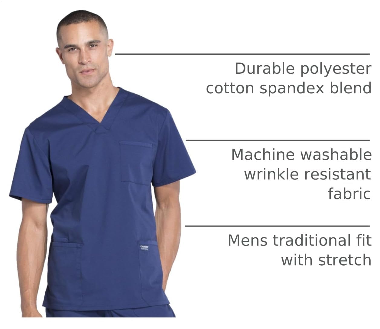 Detalle de Cherokee Men's Scrub Top, 4 Pockets