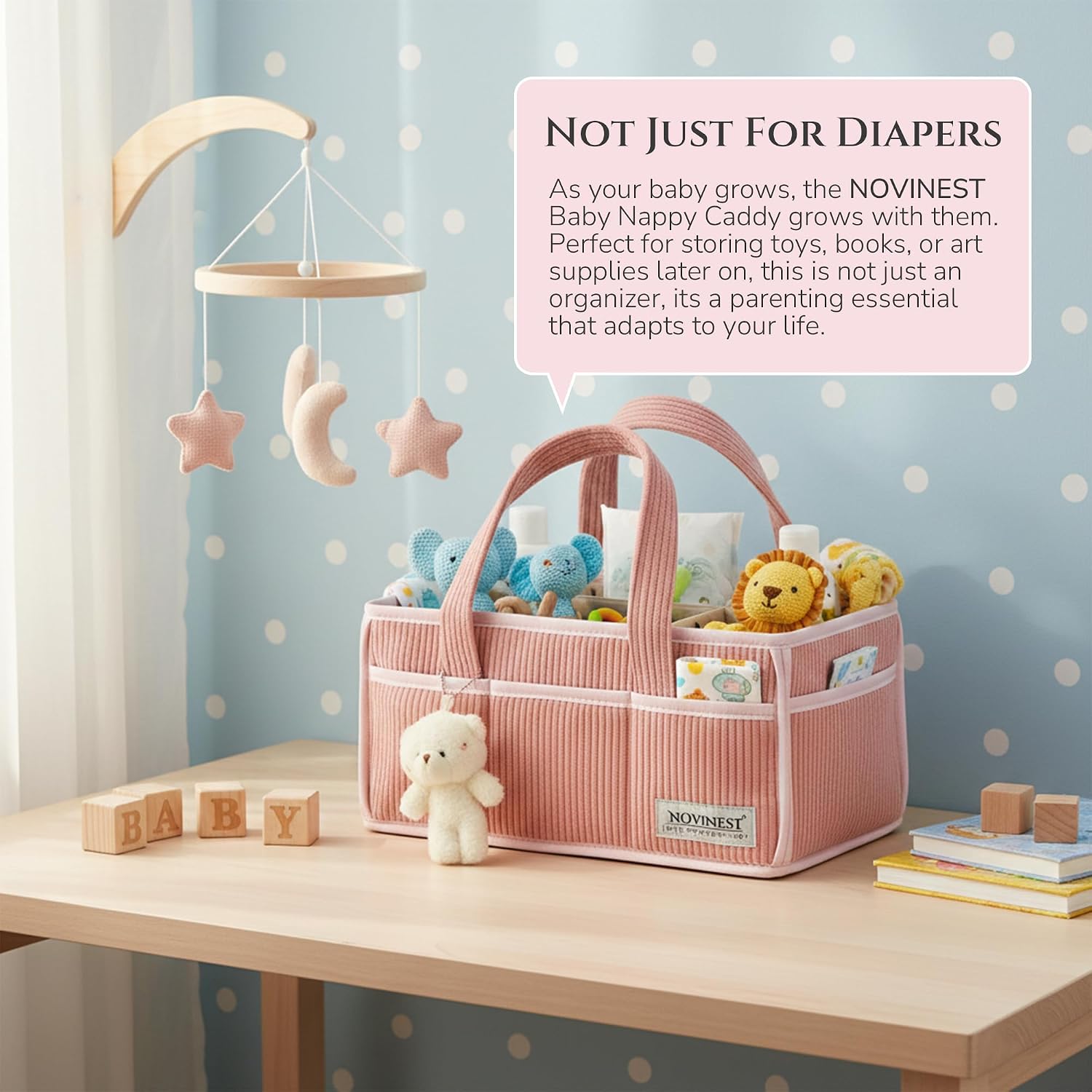 Thumbnail 6 de UPGRADED PREMIUM NOVINEST Nappy Caddy Organizer – All-in-One Baby Diaper & Nursery Storage