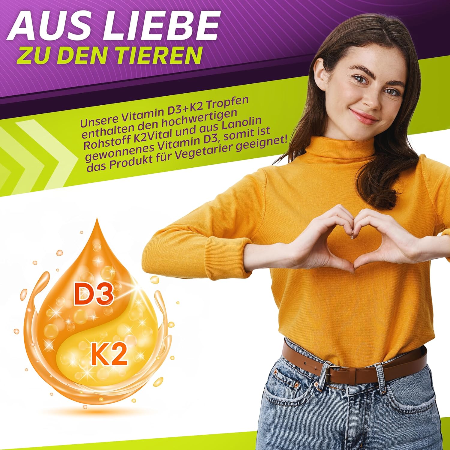 Detalle 2 de Vita2You Vitamin D3 + K2 Tropfen (K2VITAL MK-7) mit 5.000 IE D3 & 100 µg K2 pro Tropfen