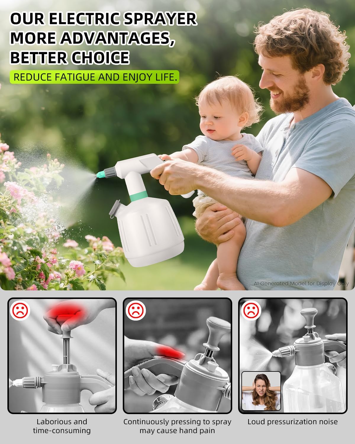 Detalle 2 de Uten JKW-PS04 Cordless Electric Sprayer, 2L Rechargeable, 338g