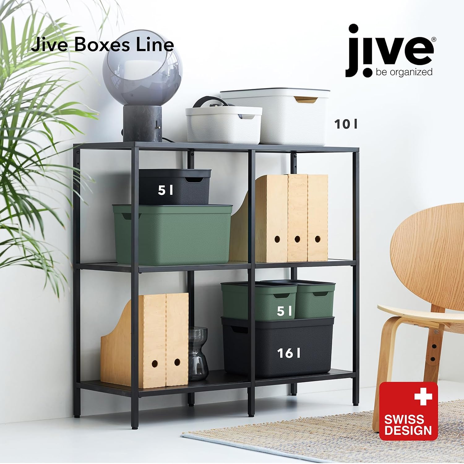 Detalle 2 de Rotho Jive Dekobox – zestaw 3 pudełek 5 l z pokrywkami z PP z recyklingu