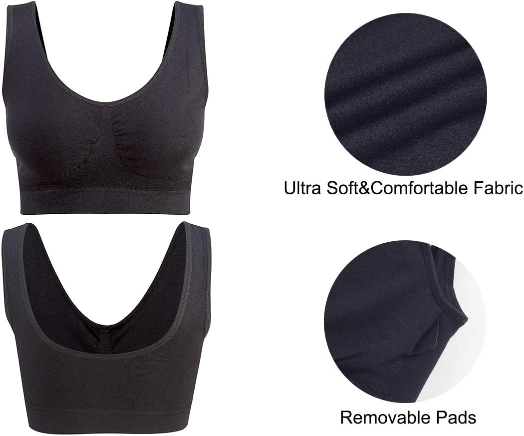 Detalle de Lemef 3-Pack Seamless Wirefree Sports Bras for Women