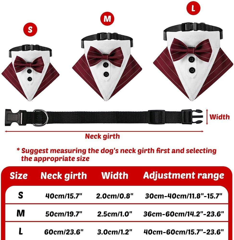 Detalle de Dog Bowtie Collar Bandana: Adjustable Formal Tuxedo Collar for Special Occasions