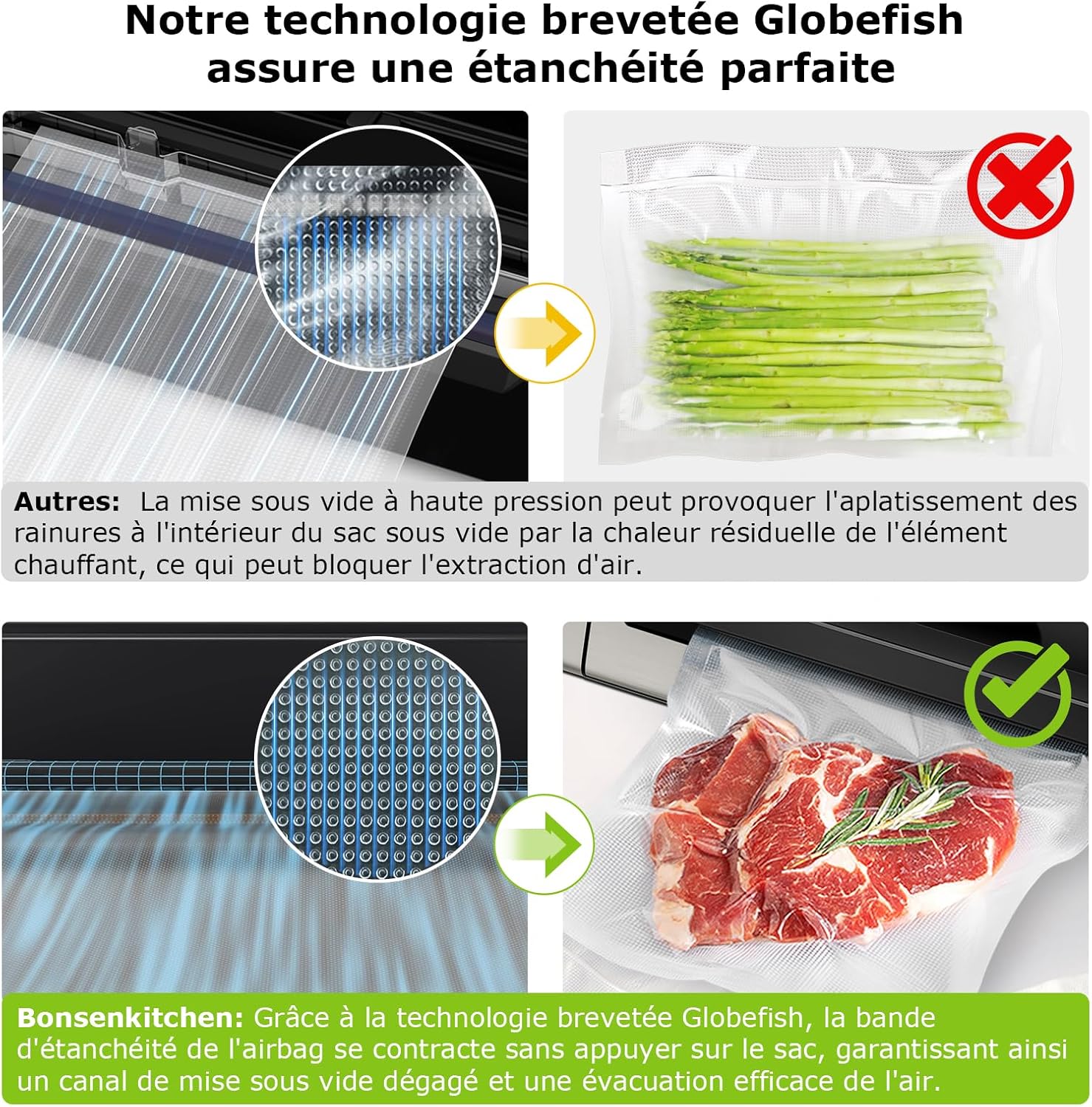 Thumbnail 4 de Bonsenkitchen Machine Sous Vide Alimentaire – Puissante, silencieuse et pratique pour la conservation en lot