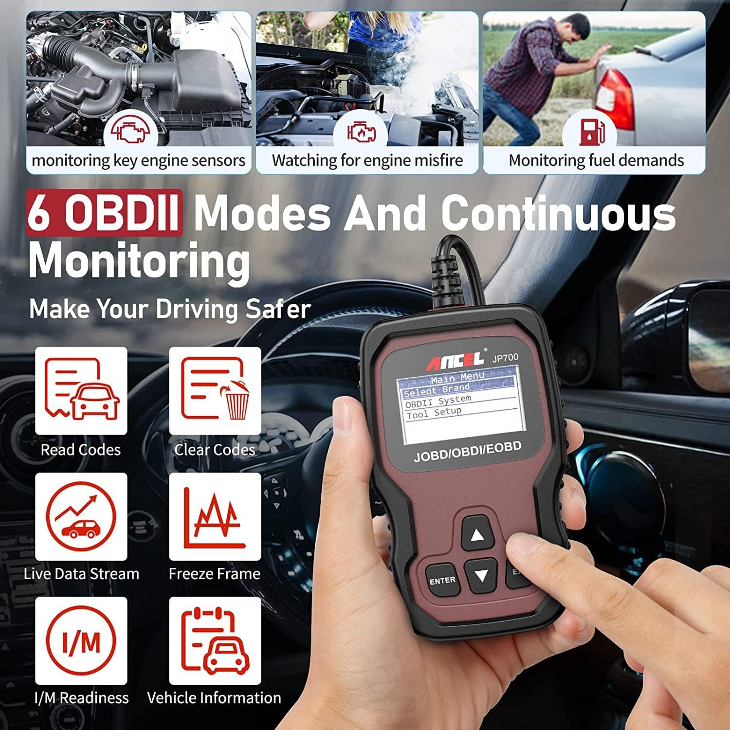 Thumbnail 1 de ANCEL JP700 JOBD OBD2 Japanese Car Scanner (OBDII diagnostic code reader for Toyota, Nissan, Honda, Mazda, Subaru vehicles)
