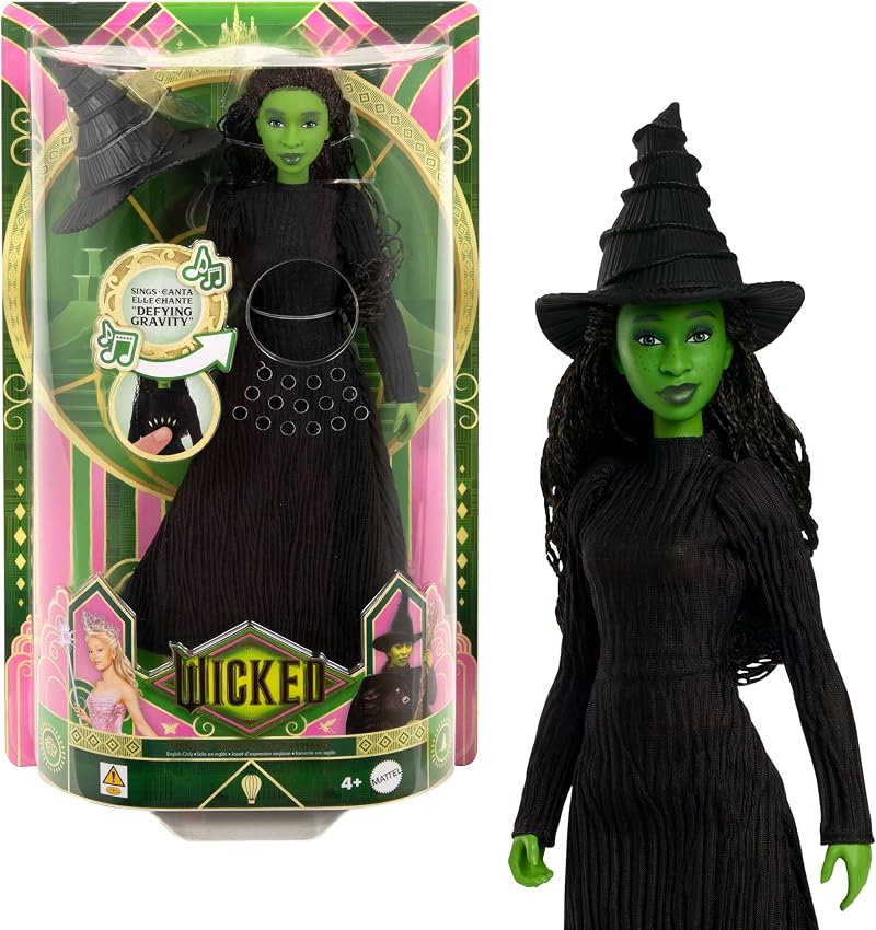 Detalle de Mattel JLG48 Wicked Elphaba, muñeca cantarina