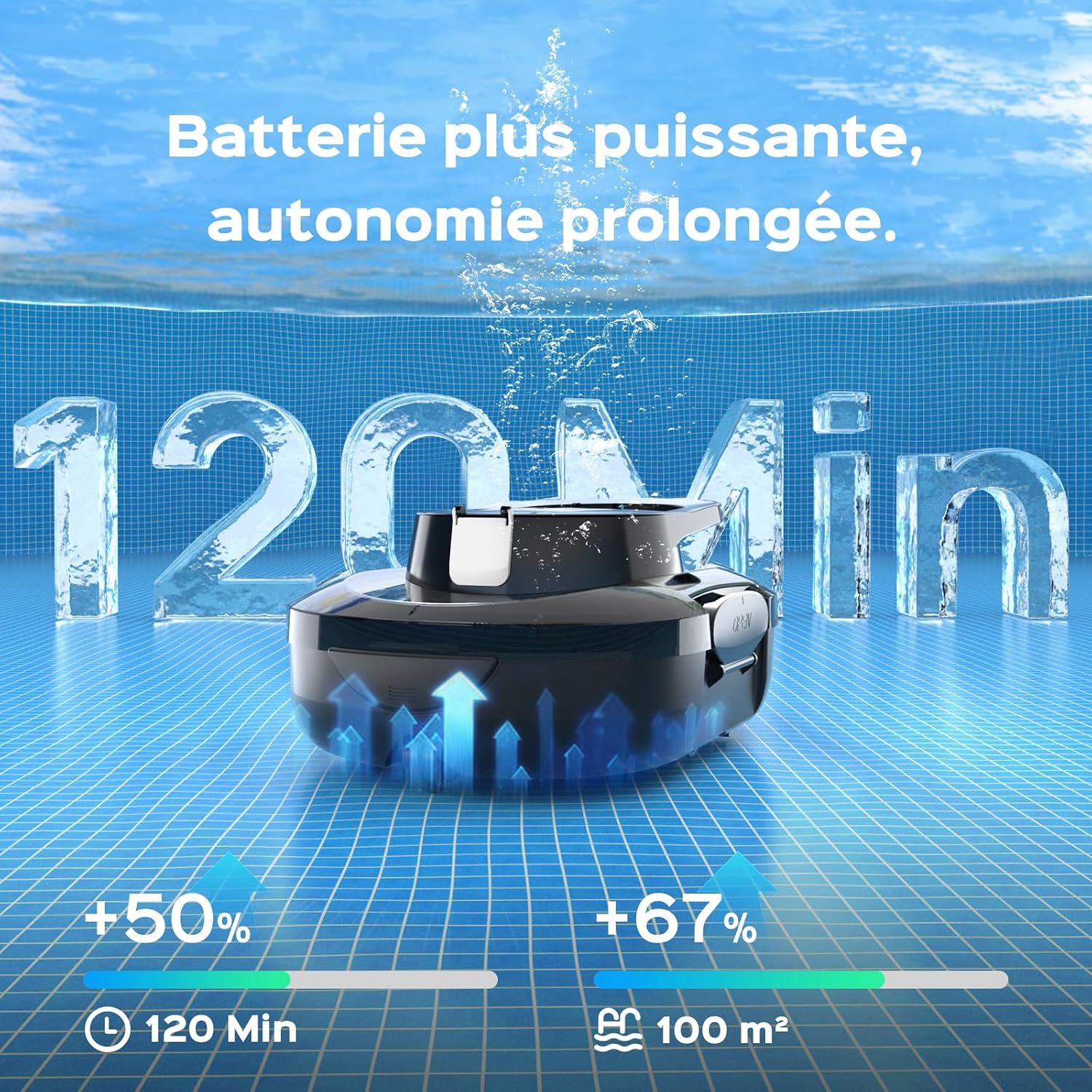Thumbnail 2 de (2026 Upgrade) S1PRO Robot Piscine Sans Fil de BRINBO – Nettoyage jusqu’à 100 m²