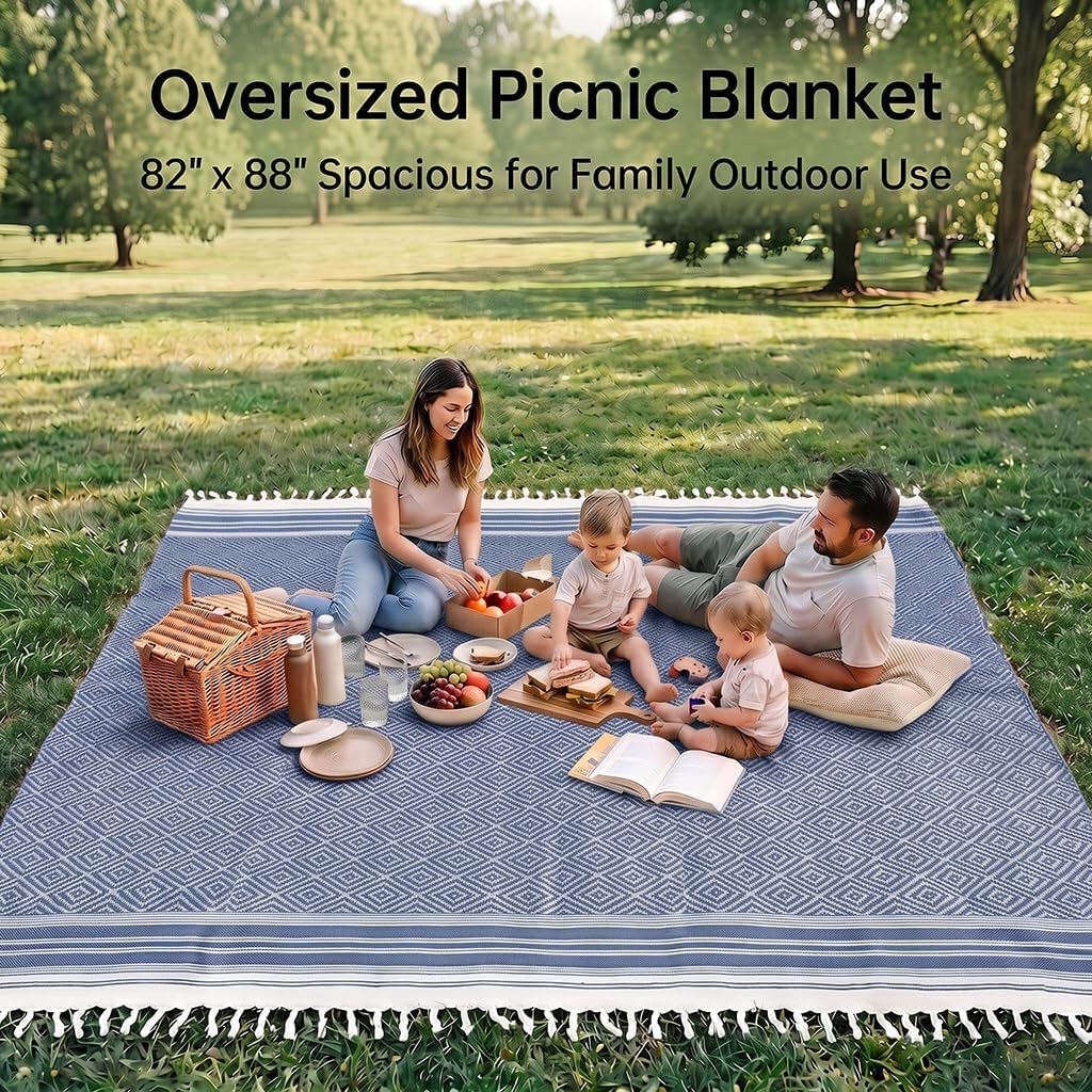 Thumbnail 4 de Yongoes Oversized Turkish Beach Towel Blanket (82 x 88 in) Cotton-Poly Blend Sandproof Throw for Adults