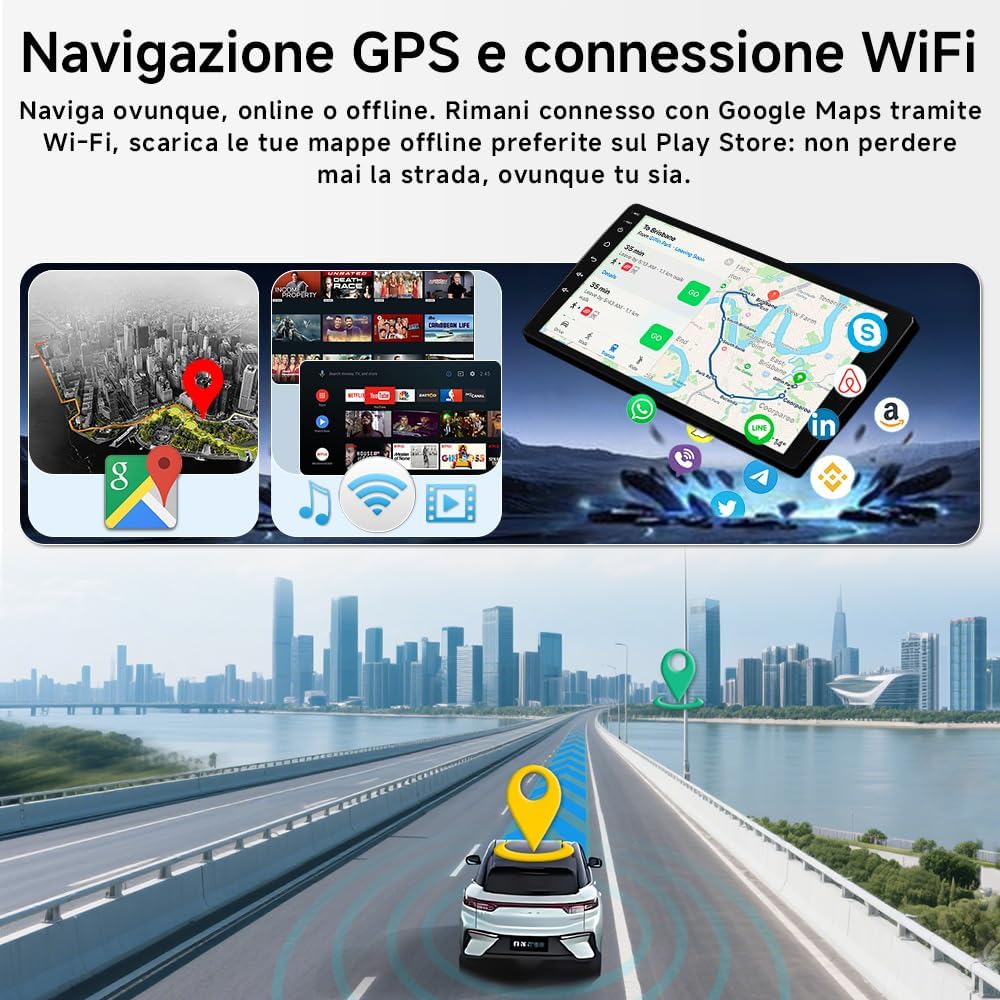 Detalle de ACAVICA Autoradio 9" Android 15 per Suzuki Jimny 2005-2017 – 4+64GB, Wireless CarPlay, Android Auto, GPS e Bluetooth 5.4