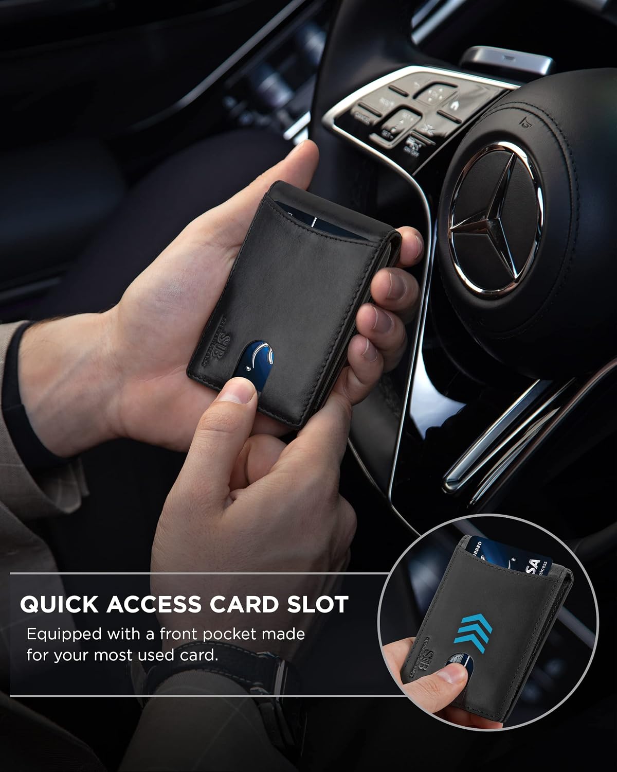 Detalle de SERMAN BRANDS RFID Slim Bifold Wallet with Money Clip