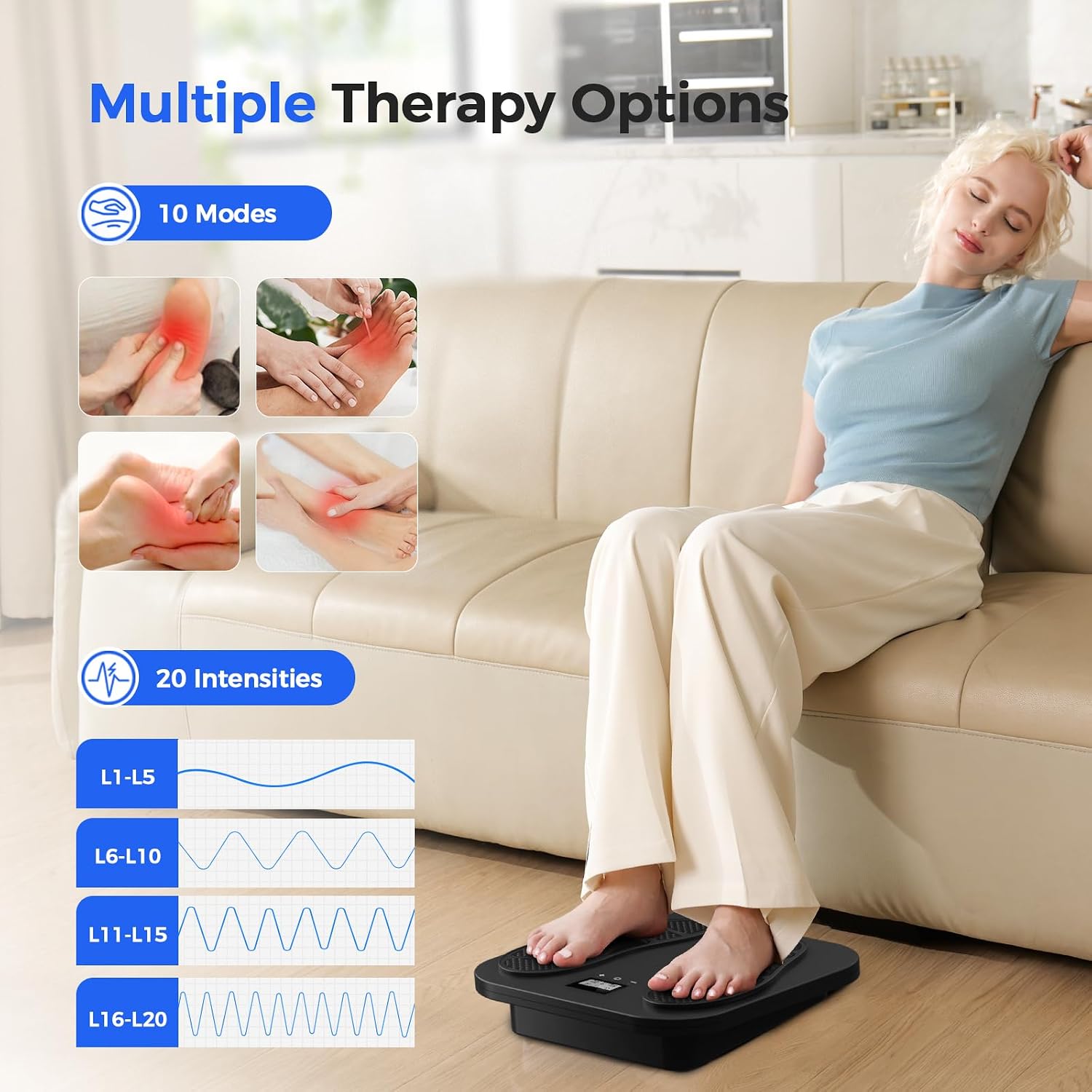 Thumbnail 4 de Medic Circulation Booster for Feet and Legs — Electric EMS Foot Massager with 10 Modes & 20 Intensities (Black)