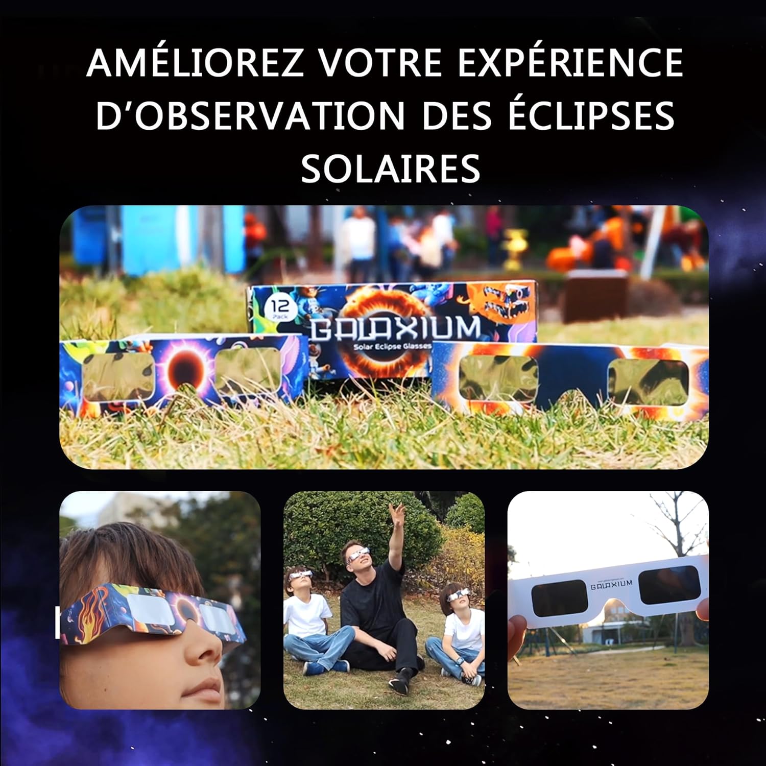 Thumbnail 3 de Galaxium Lunettes d'Éclipse Solaire Enfants 2026 – Pack de 12, Design Animaux Mixtes, ISO 12312-2 & CE