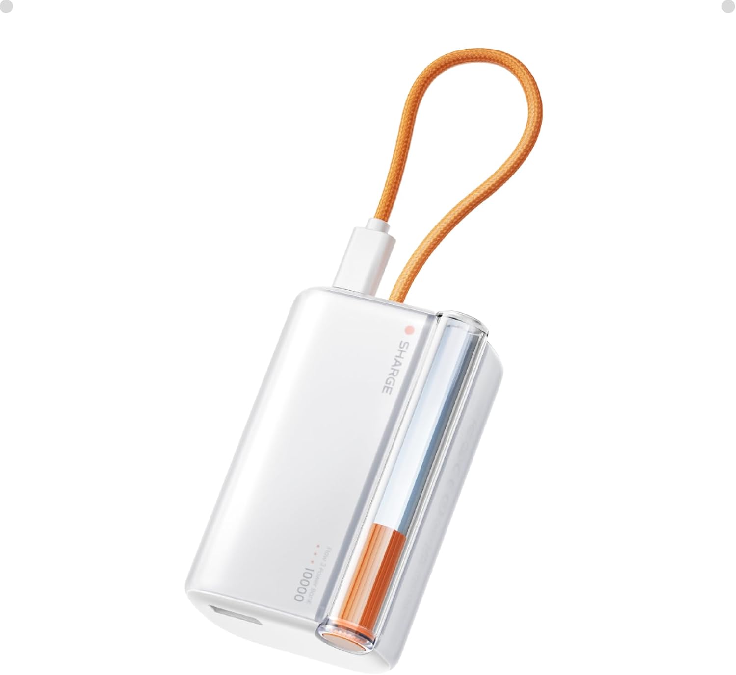 Detalle de sharge 45W Schnelllade Mini Powerbank 10000mAh: carica rapida e design compatto con cavo integrato