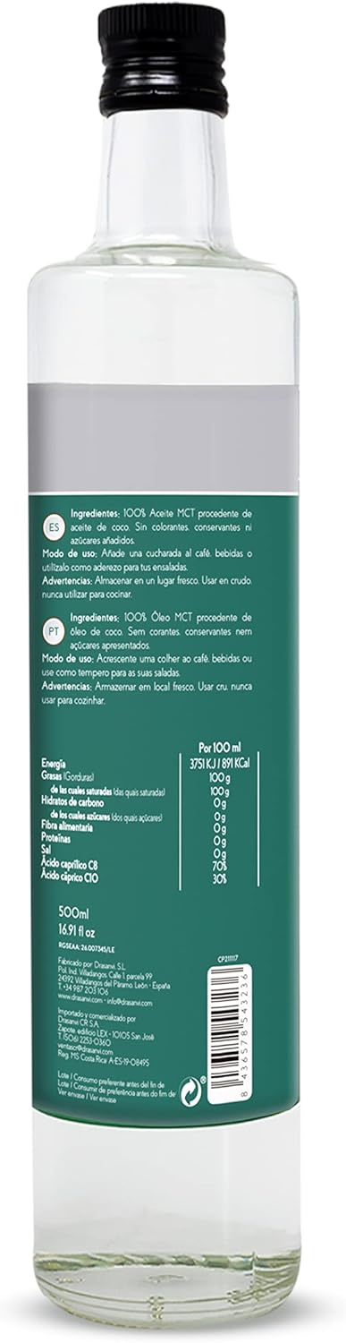 Thumbnail 1 de DRASANVI Aceite MCT Coco 🥥 Energía rápida y saciante, 1000 ml