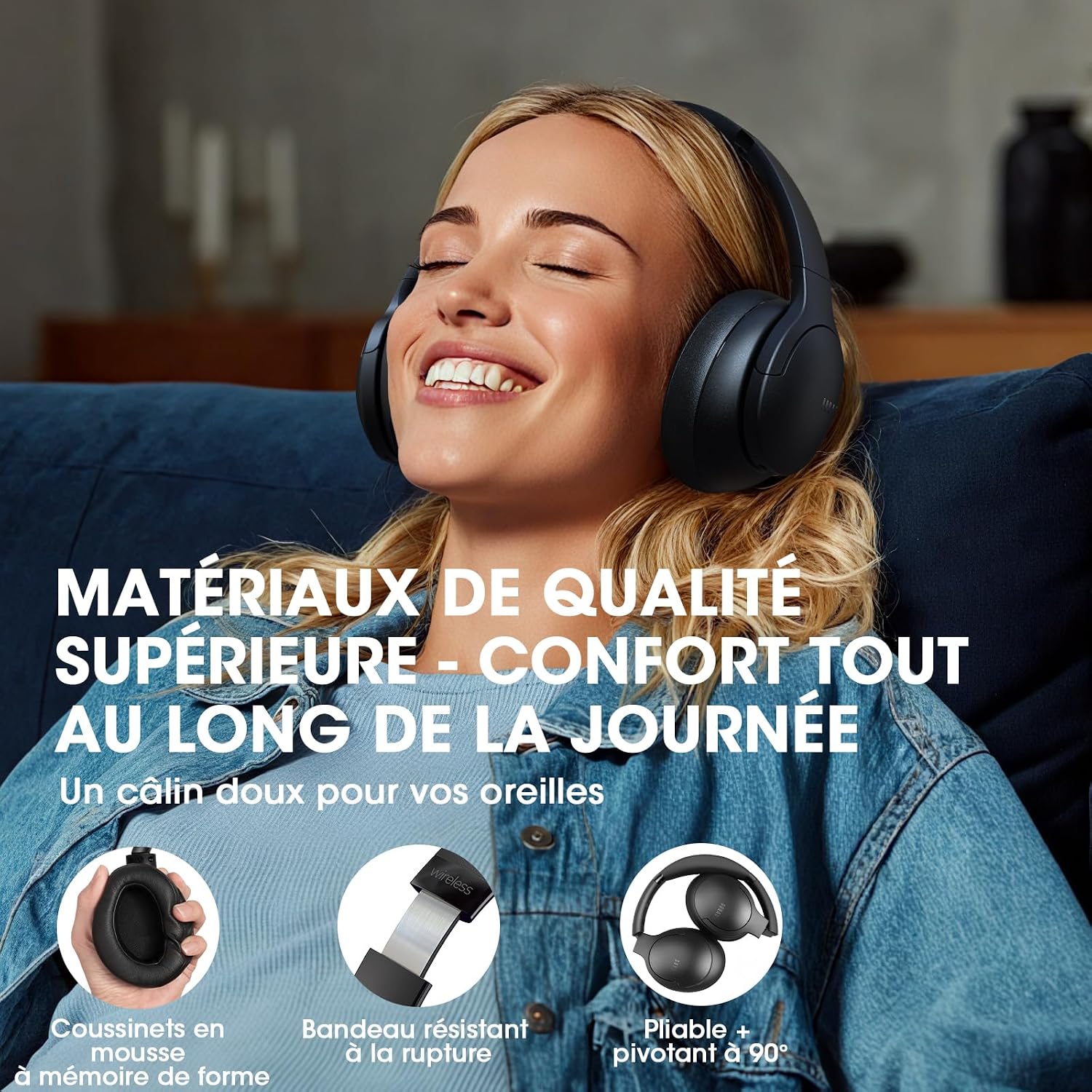 Thumbnail 5 de DOQAUS Casque Bluetooth sans Fil 90H — Son HiFi, 3 Modes EQ et Application, Connexion Multipoint