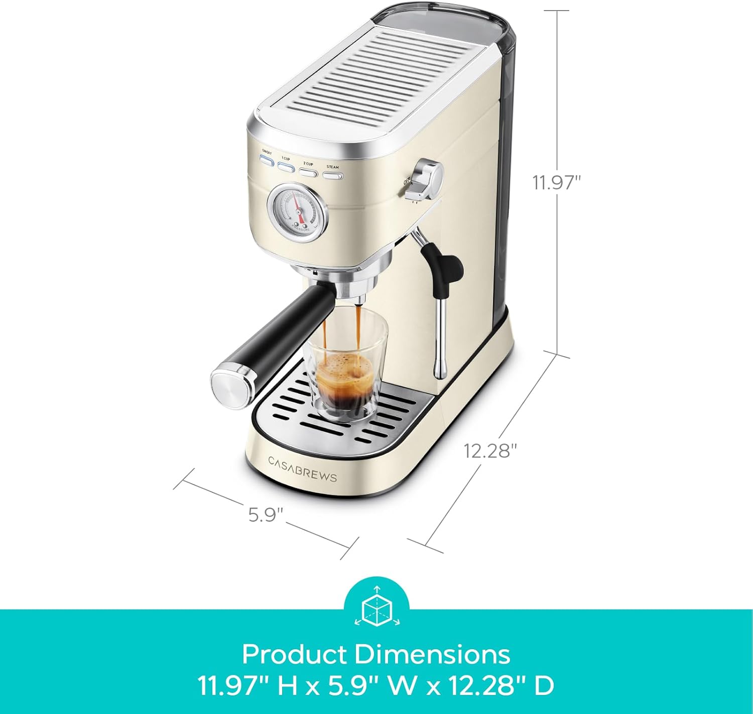 Thumbnail 6 de CASABREWS CM5418 Espresso Machine with 20-Bar Pump, Steam Wand & Gauge