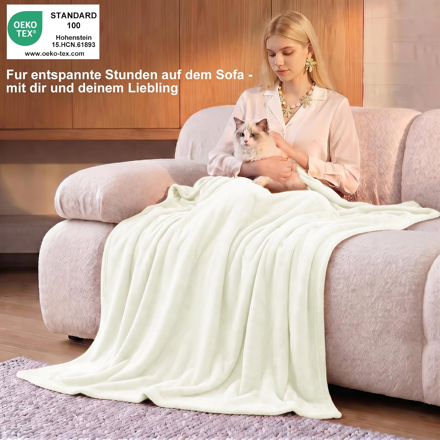 Thumbnail 1 de WAVVE Kuscheldecke Flauschig – Sofadecke 150x200 cm aus Microfaser, Creme