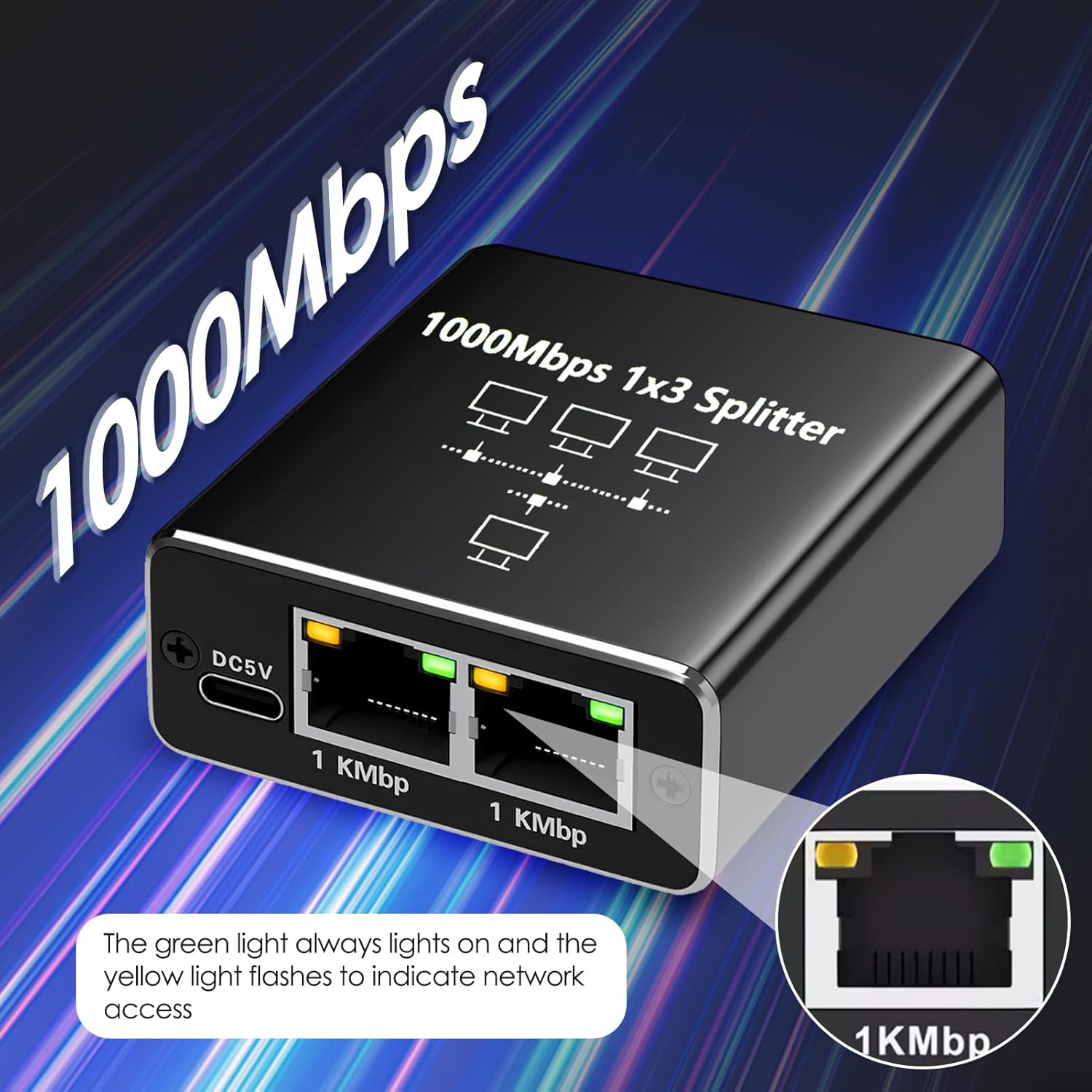Thumbnail 2 de OIHCAZ Ethernet Splitter 1 to 3 1000Mbps 📺