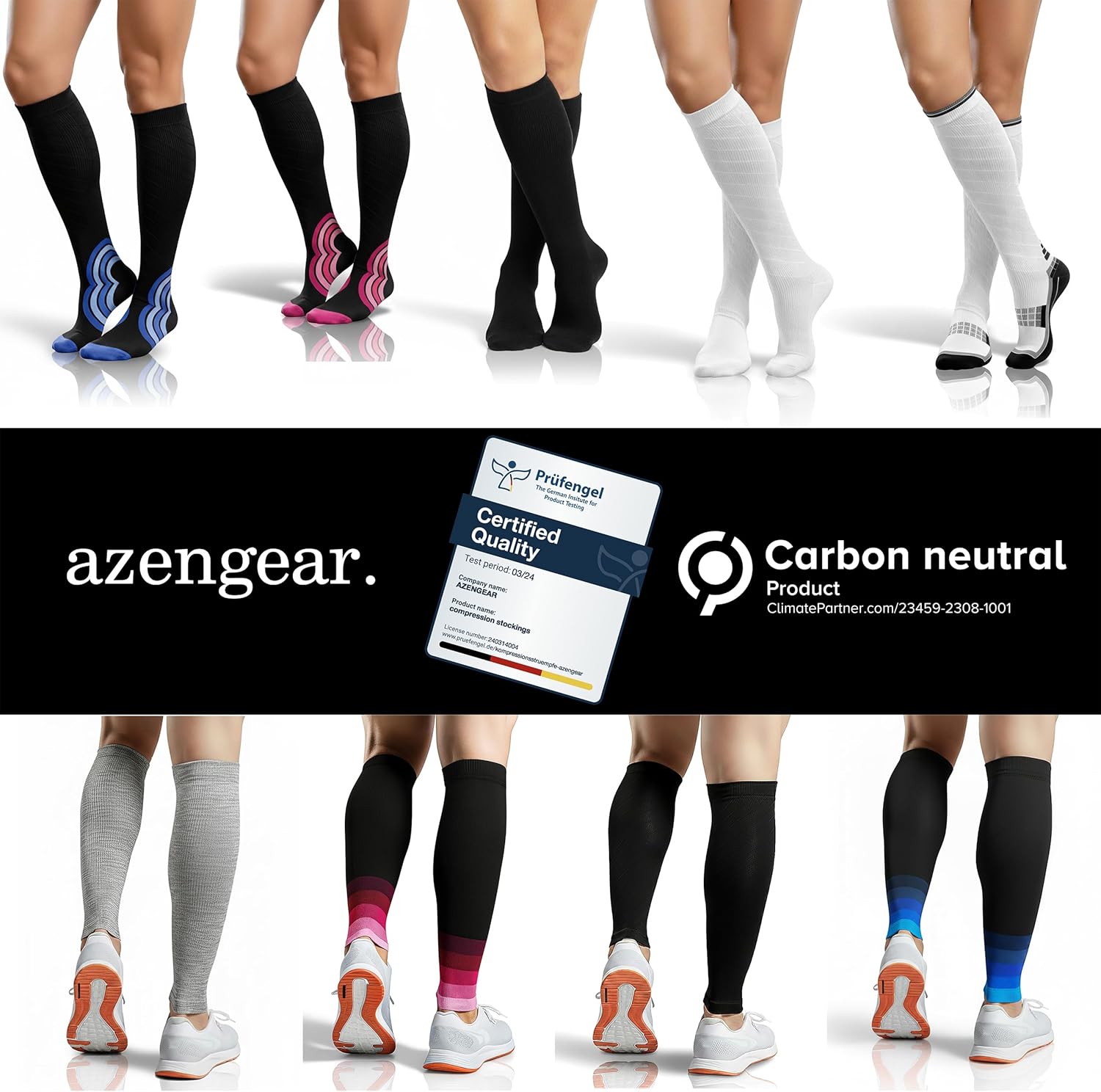 Thumbnail 5 de aZengear Calze a compressione graduata 20-30 mmHg Classe 2 per uomo e donna – Viaggio, sport e gambe sane