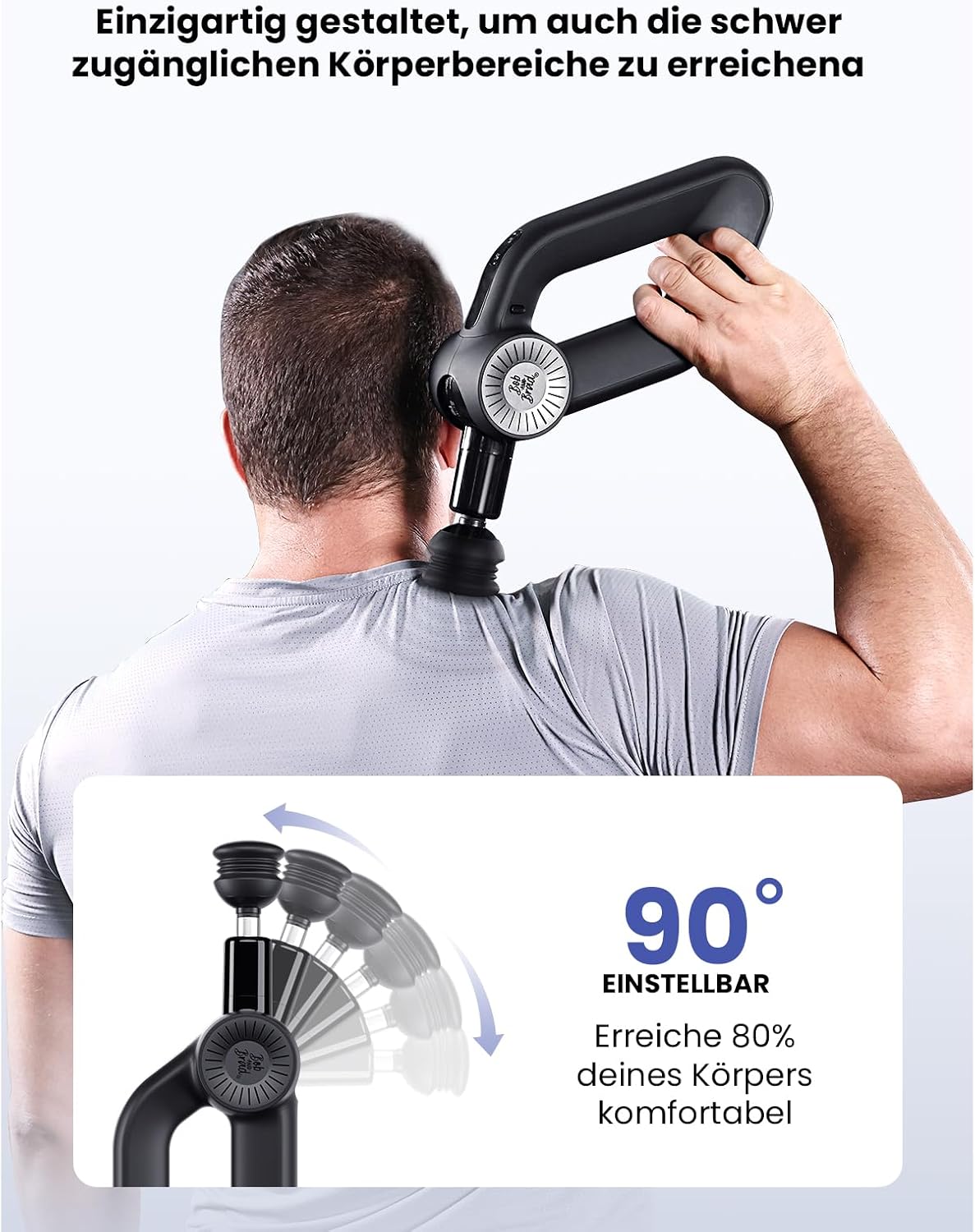 Detalle 2 de Bob and Brad D6 Pro Massagepistole – 16 mm Amplitude, OLED, 7 Aufsätze, 6 Geschwindigkeiten