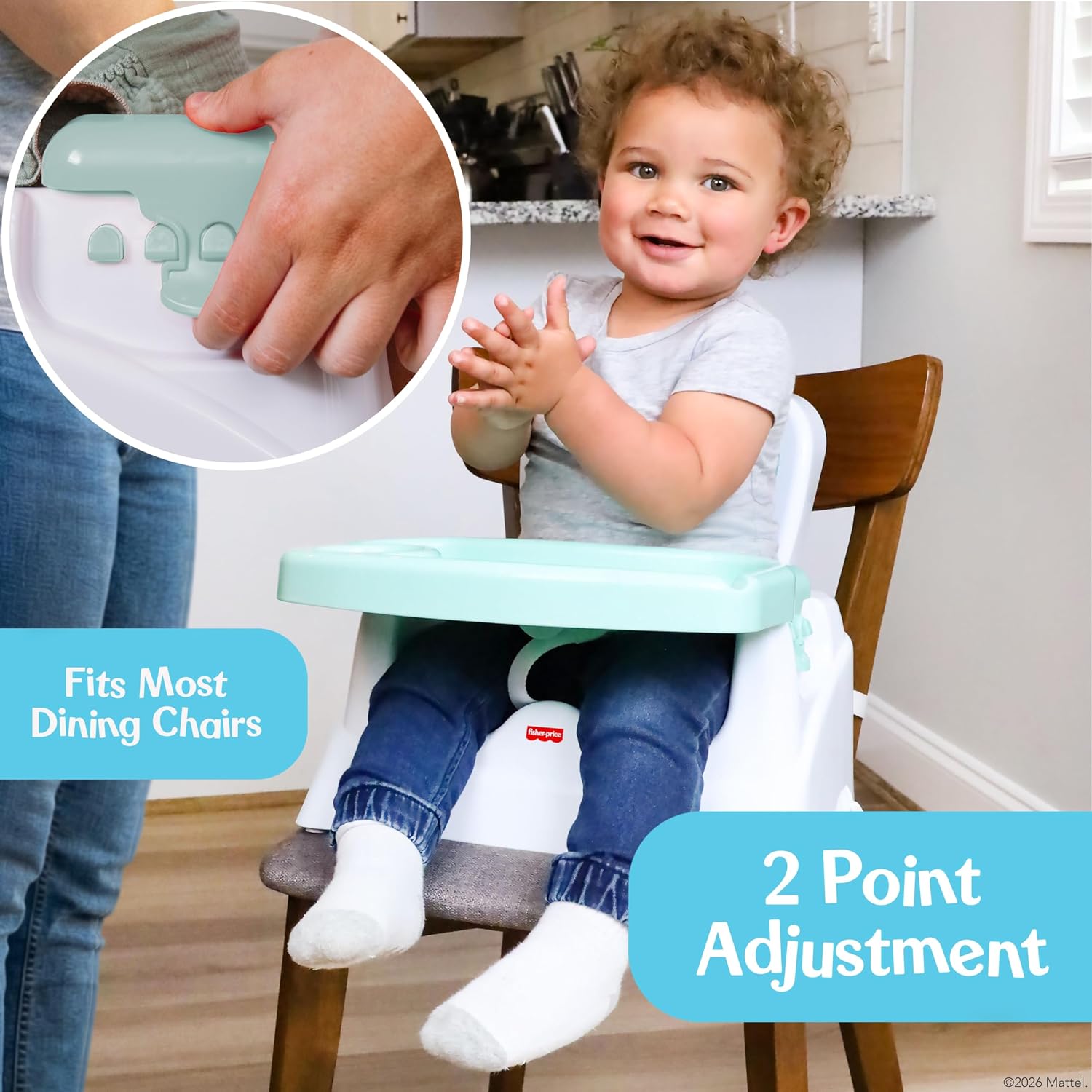 Detalle de Fisher-Price Feeding Booster Seat for Toddlers with Adjustable Tray, Foldable Design