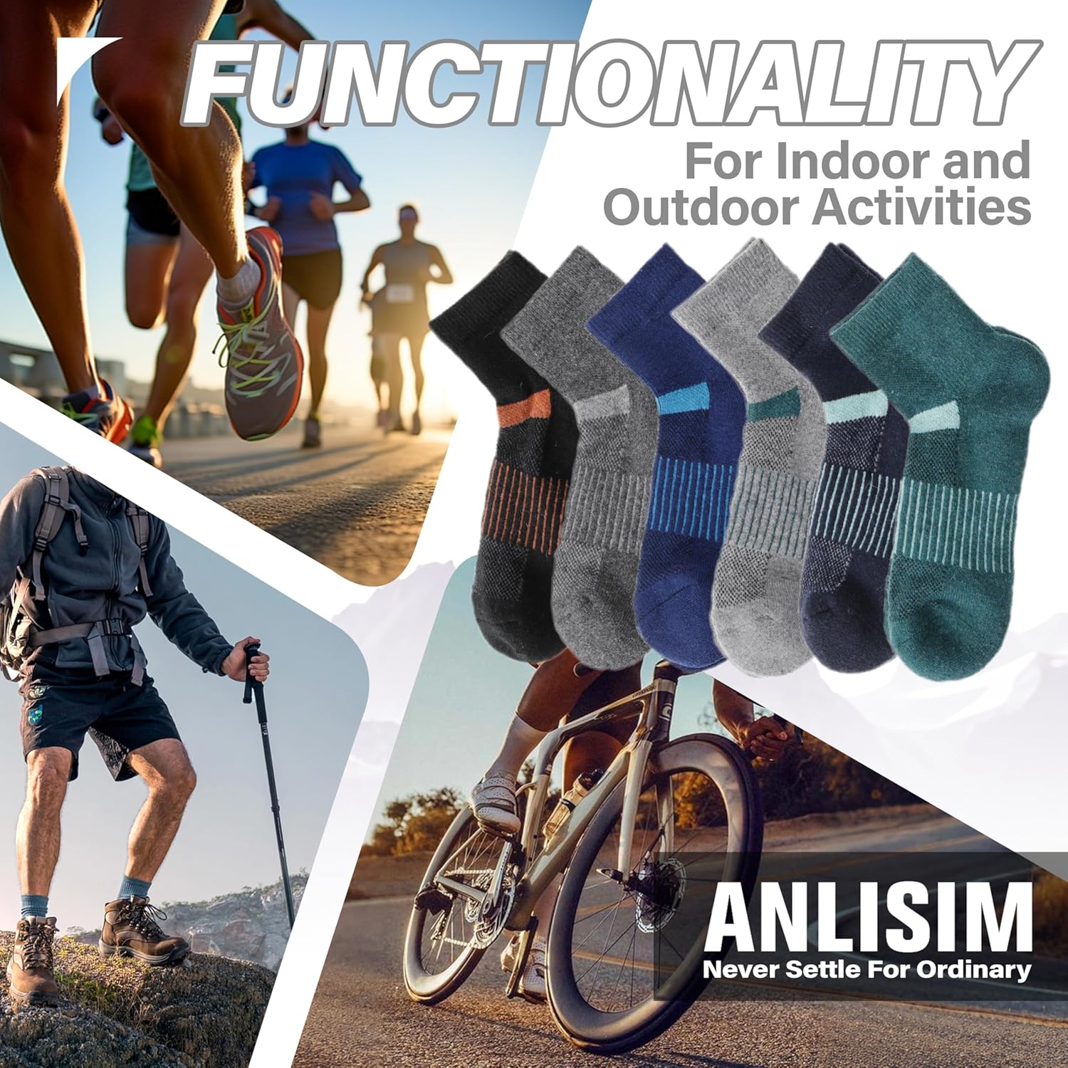 Thumbnail 5 de 6 Pairs Merino Wool Ankle Socks