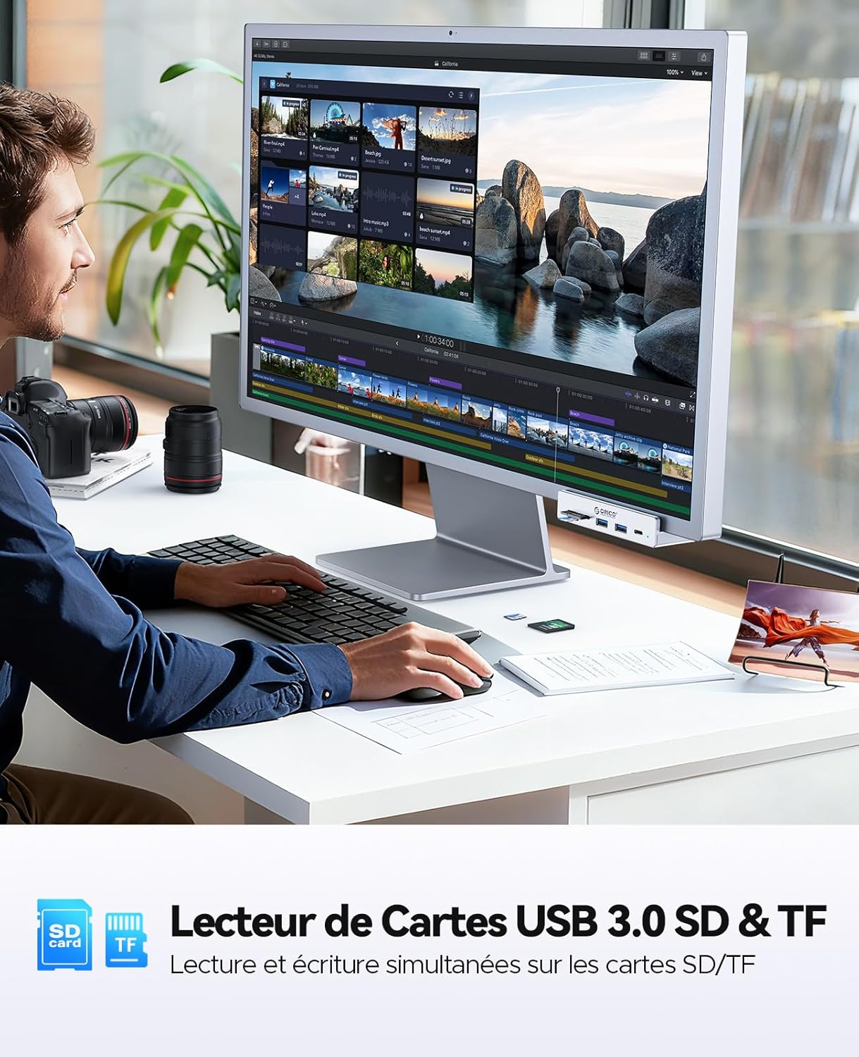 Thumbnail 5 de ORICO Hub USB 3.2 10 Gbps en aluminium avec clip et USB-C PD 60W – 7 ports