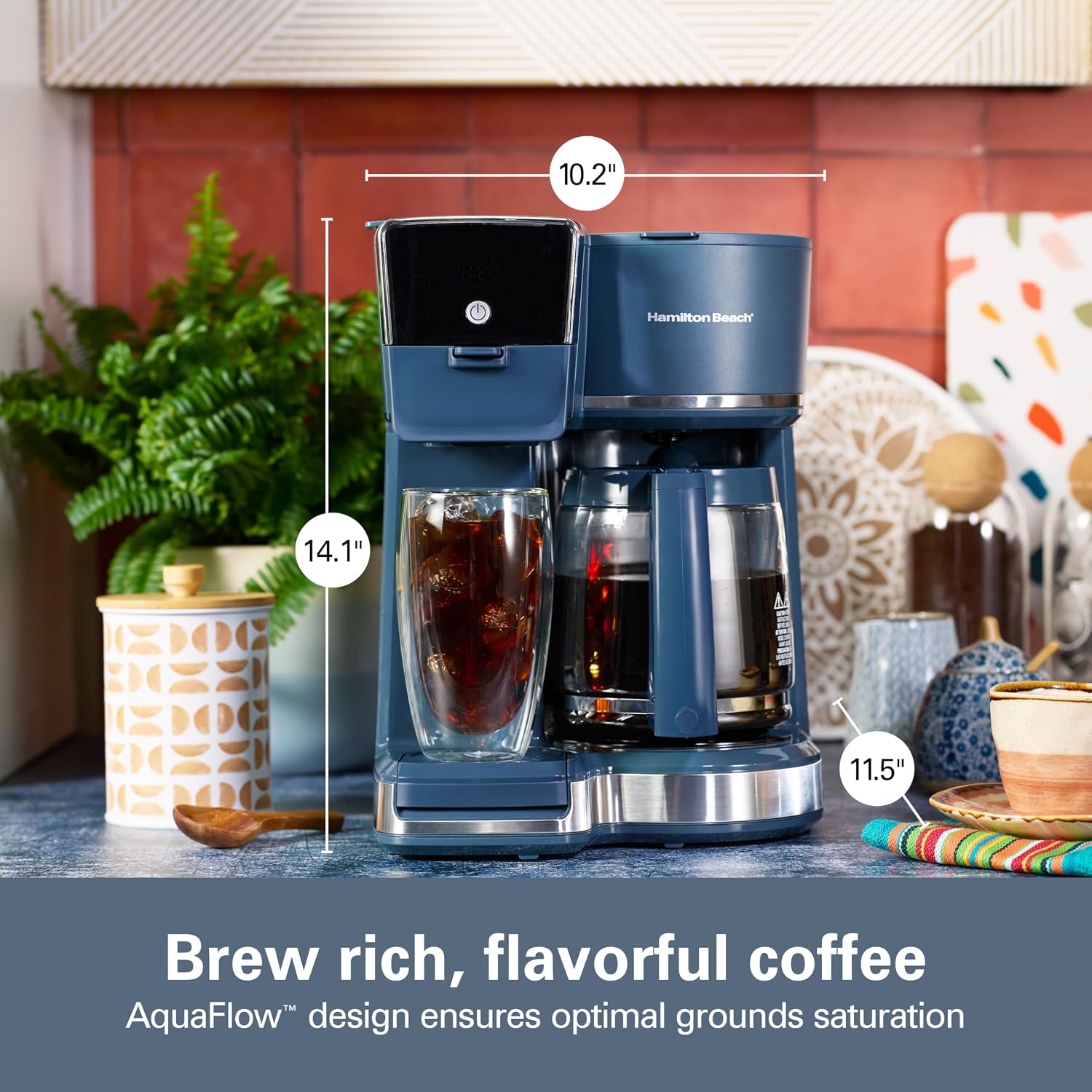 Detalle de Hamilton Beach 2-Way Drip Coffee Maker & Single Serve Coffee Machine (47502J) — Kitchen Makeover Blue