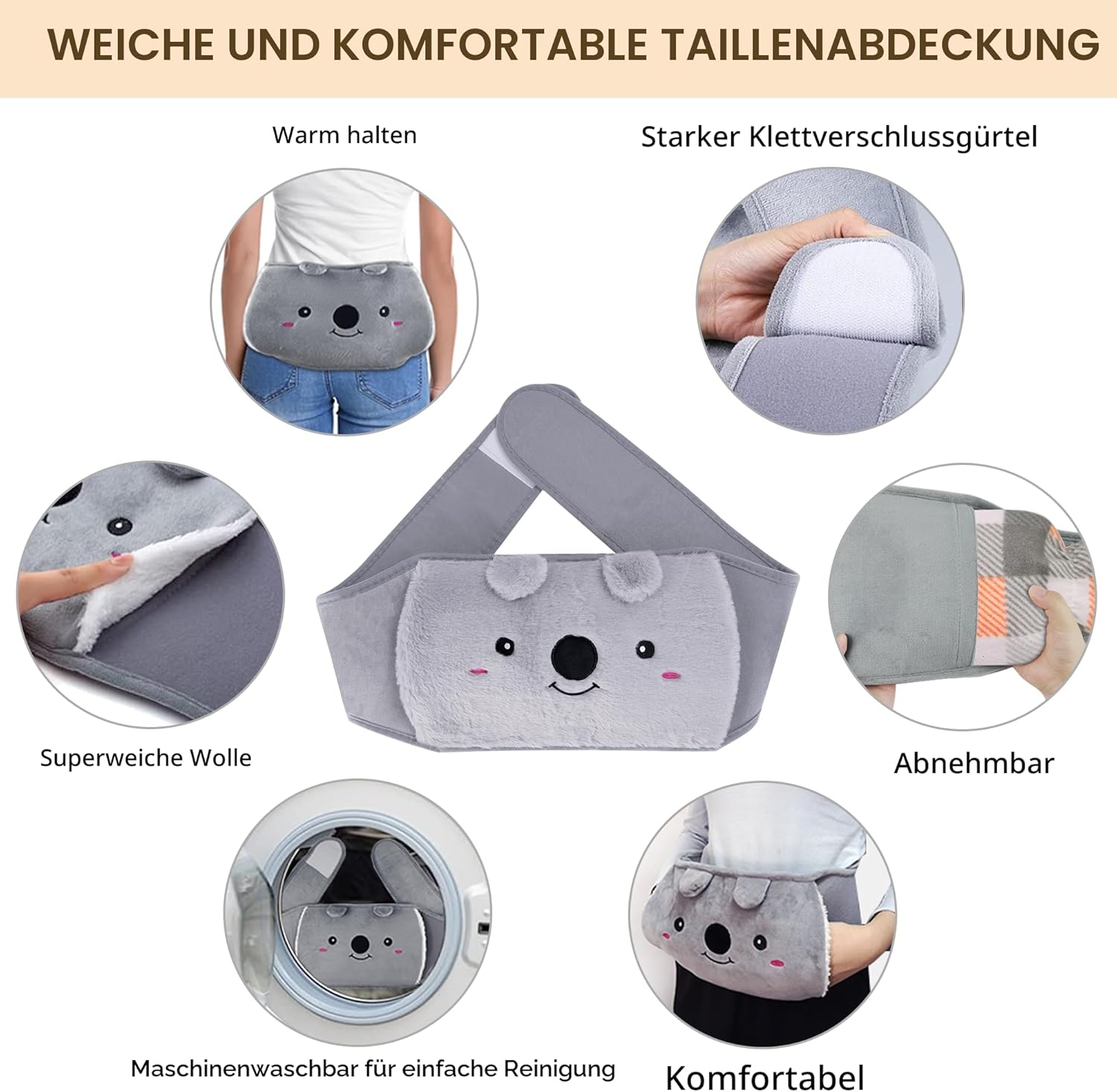 Detalle de dibikou Wärmflaschengürtel 1L 130 cm Koala
