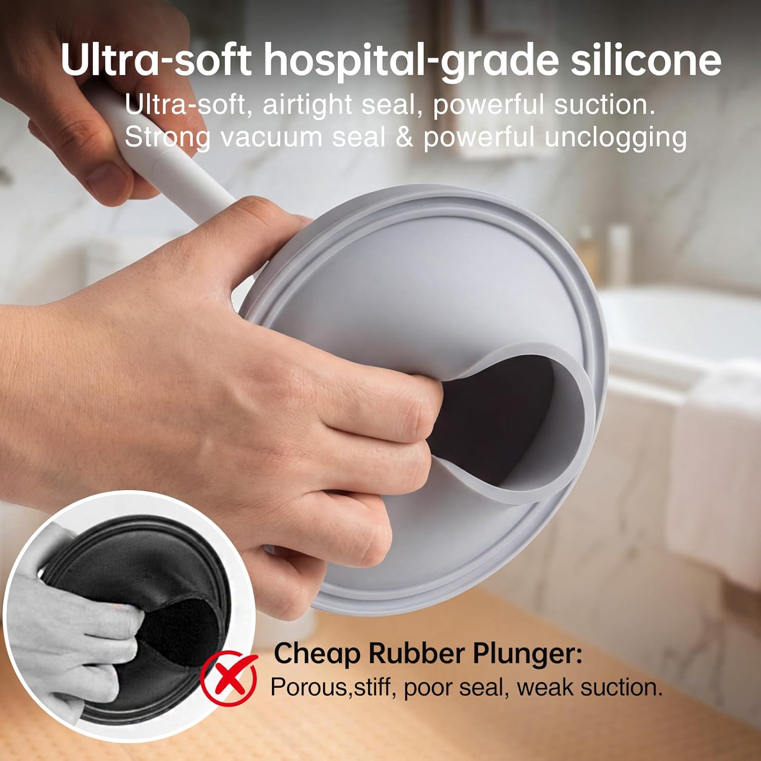 Thumbnail 2 de Lefree 2-in-1 Toilet Brush and Plunger Set with Silicone Bristles — Deep Cleaning in a Compact Design
