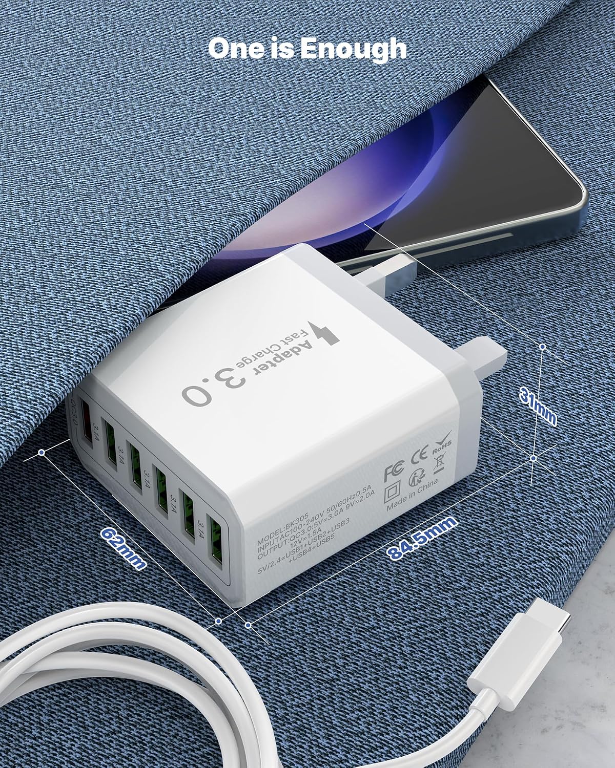 Thumbnail 6 de USB Plug UK 33W 6-Port Multiport Charger 🔌