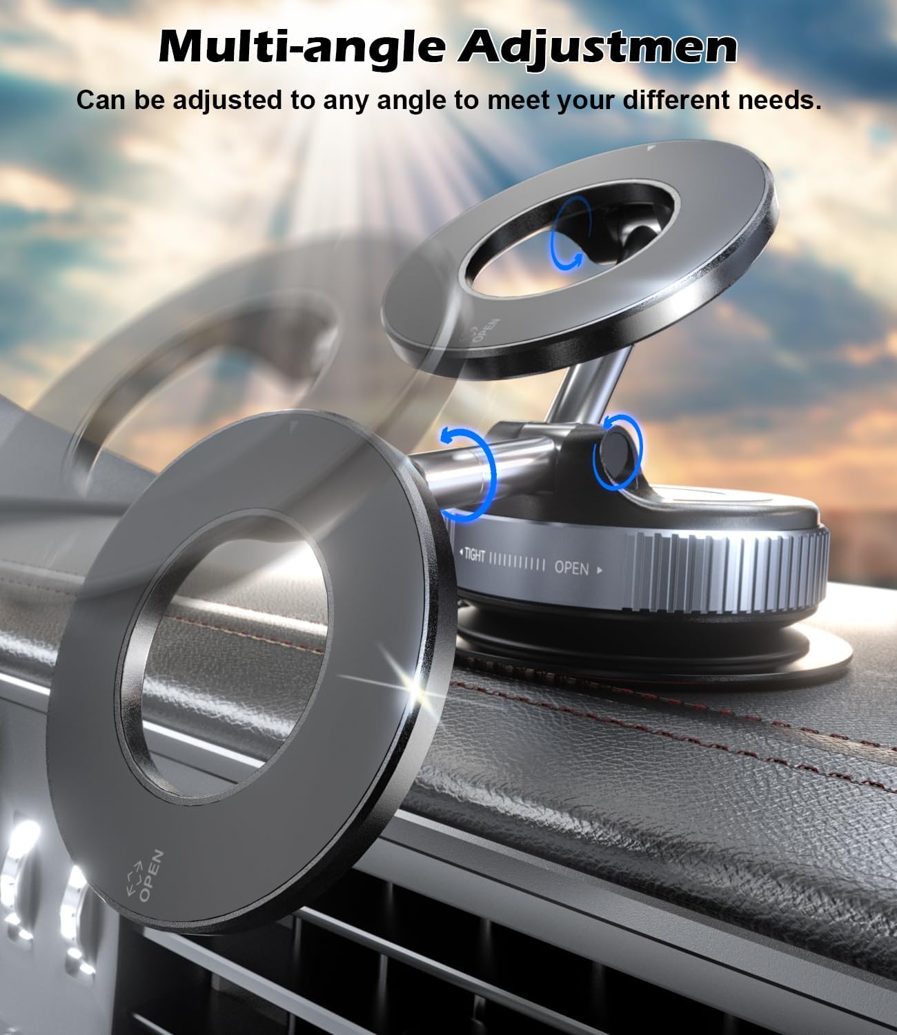 Thumbnail 3 de ALAFY Vacuum Suction Cup Car Phone Holder (MagSafe compatible) – 360° adjustable magnetic mount, black