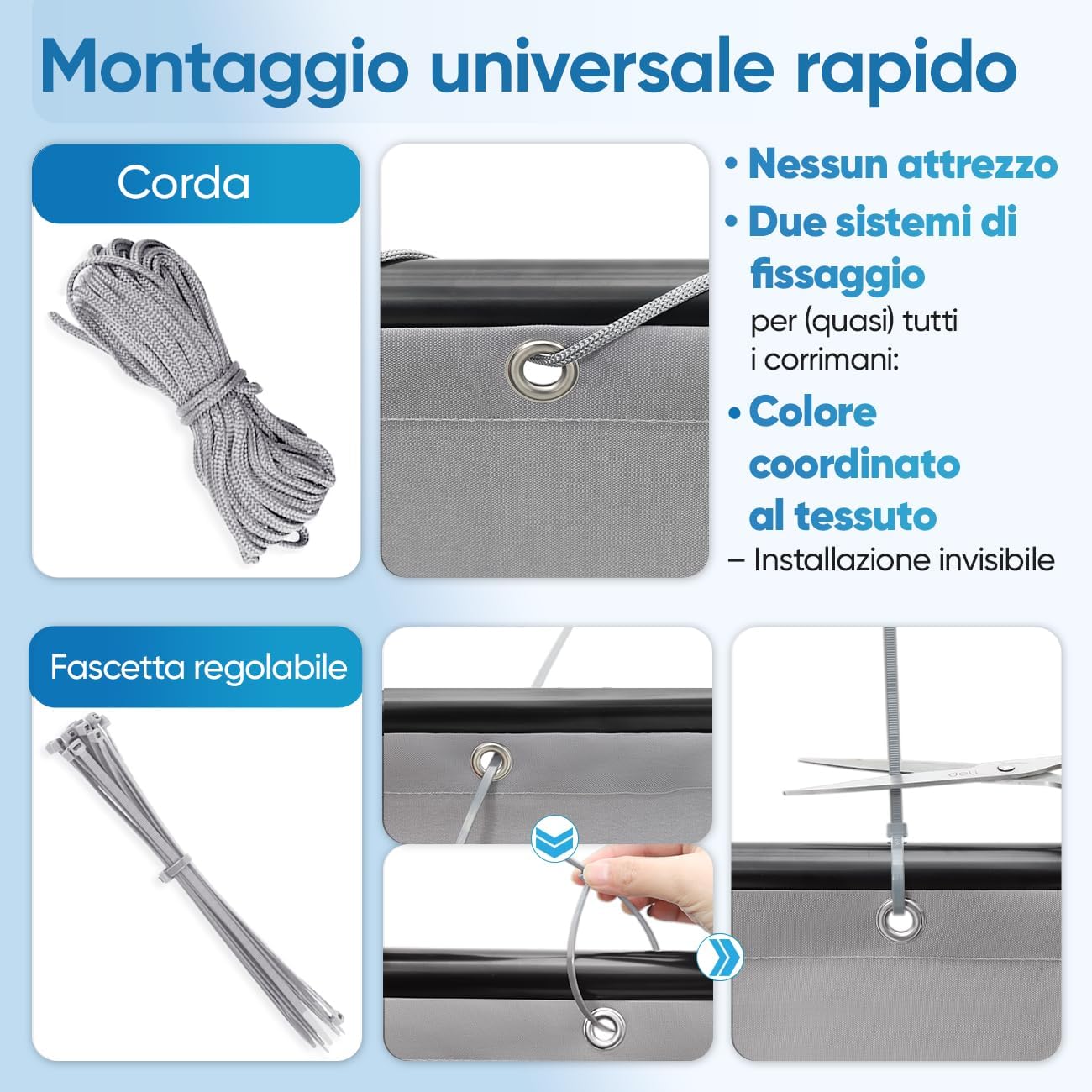 Detalle de Sekey Schermo per privacy balcone e terrazza in poliestere opaco grigio chiaro 75 x 500 cm, con occhielli e fascetta