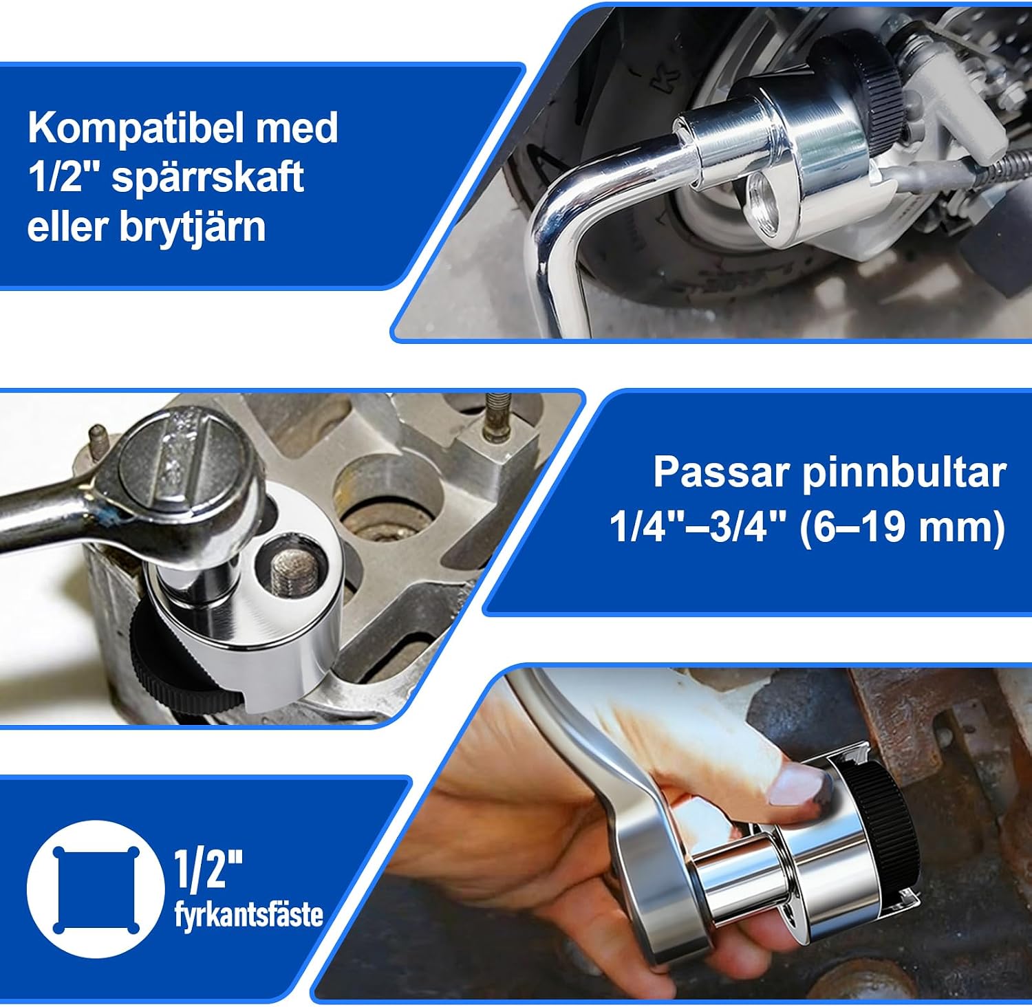 Detalle de Tapeindtrekker voor 6–19 mm met nokmechanisme en aansluiting voor 1/2 inch ratel