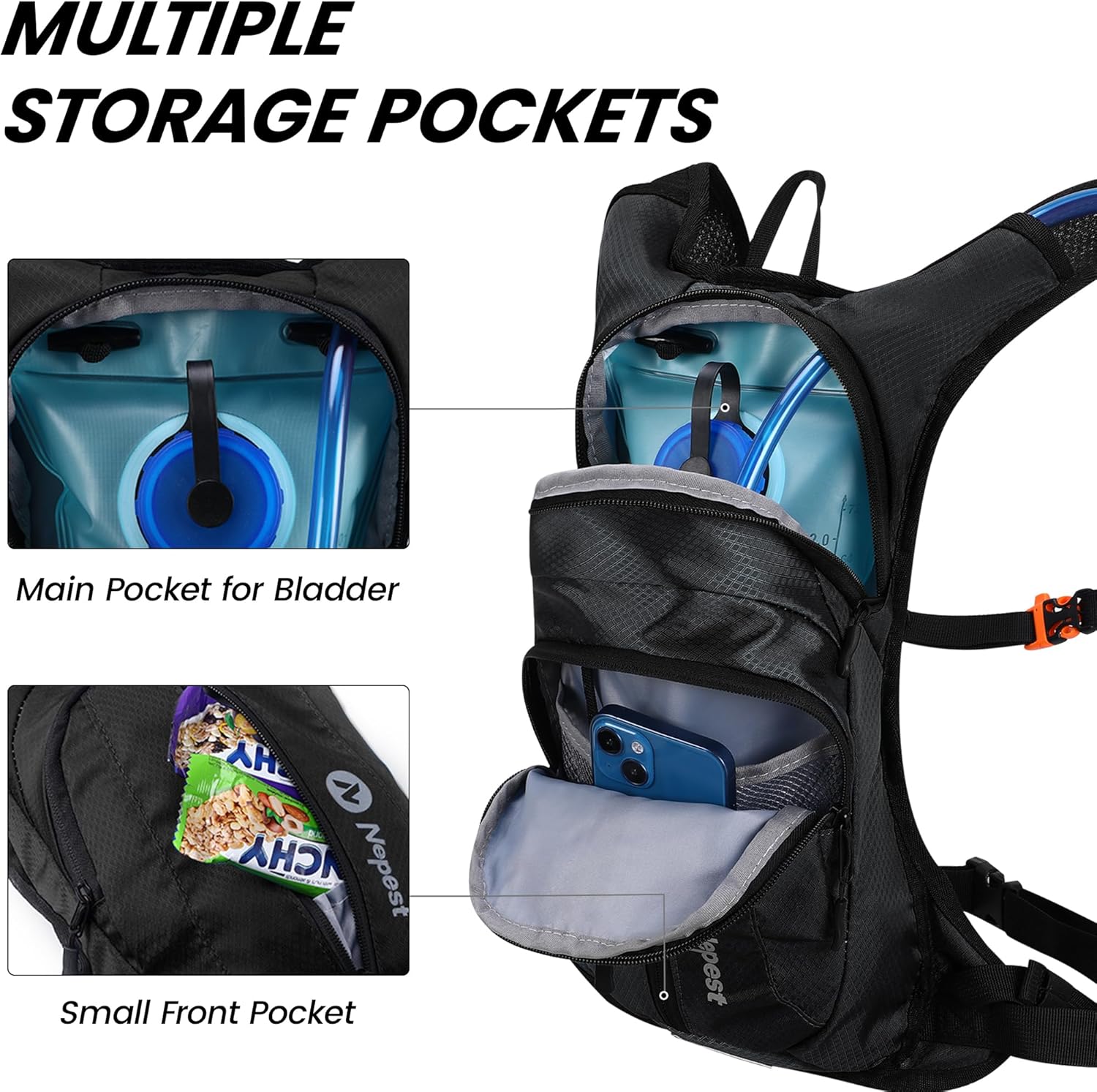 Thumbnail 1 de Nepest Hydration Pack Backpack (2L) Lightweight Hydration Vest for Hiking, Cycling & Running