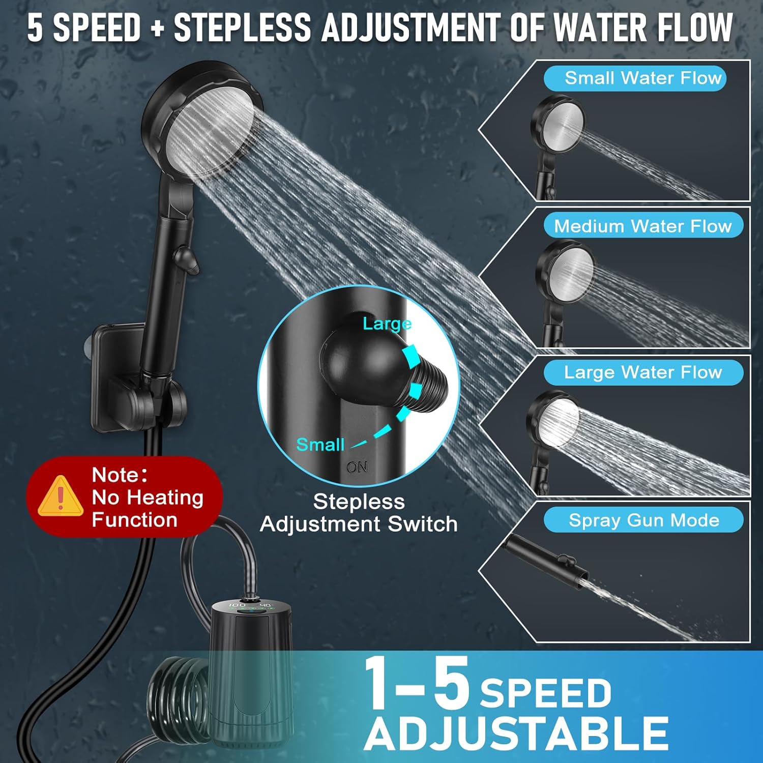 Thumbnail 2 de Tipkook Portable Shower (10,000mAh) – rechargeable camping shower pump with LED display and IPX8 protection