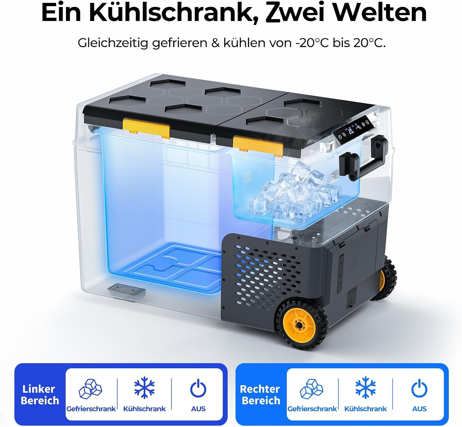 Thumbnail 1 de BougeRV CRD2 V2.0 49L Kompressor Kühlschrank mit Akku 240Wh – Dualzone, App-Steuerung und Offroad‑Design