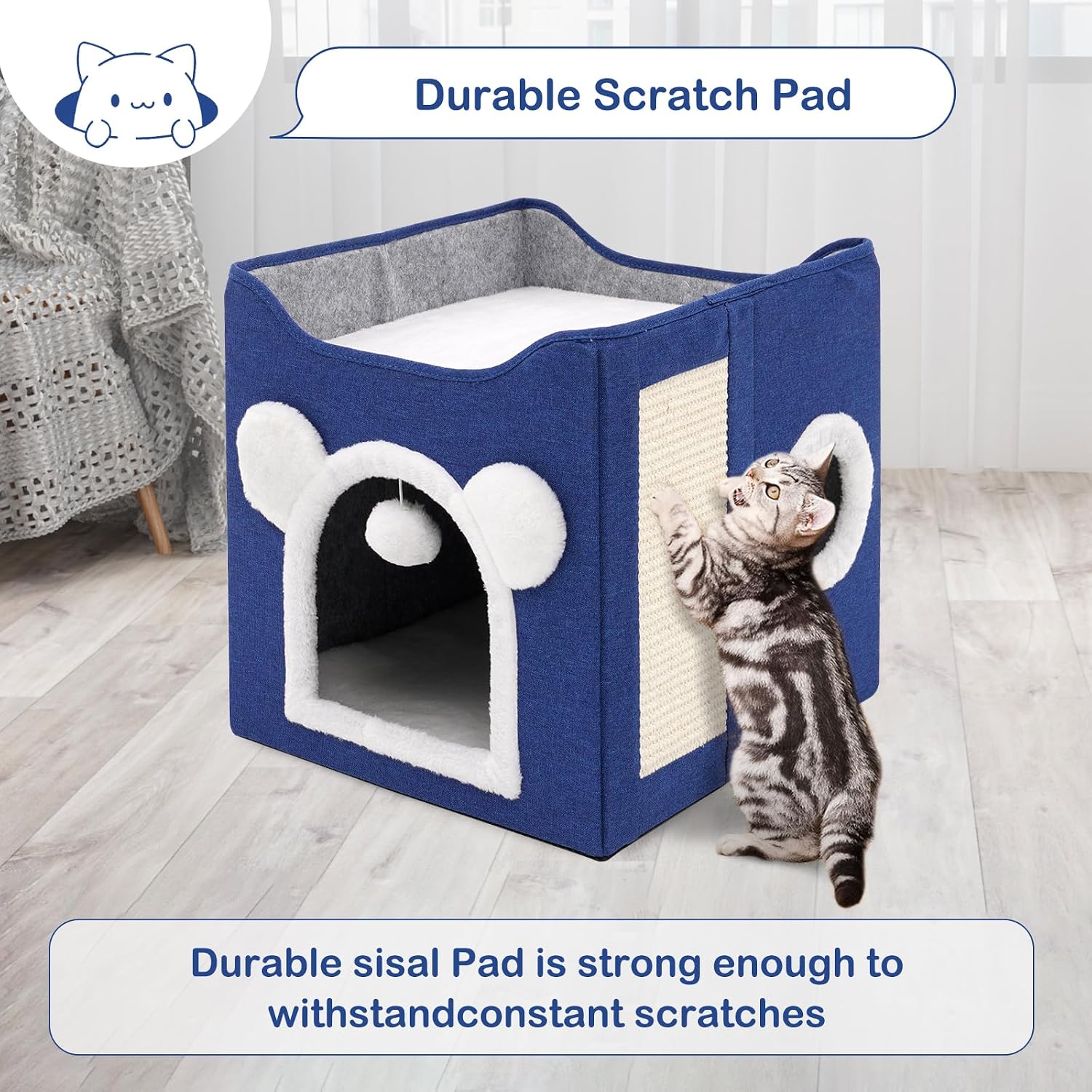 Thumbnail 1 de Casa Gatos Interior 40×40×40 cm Azul
