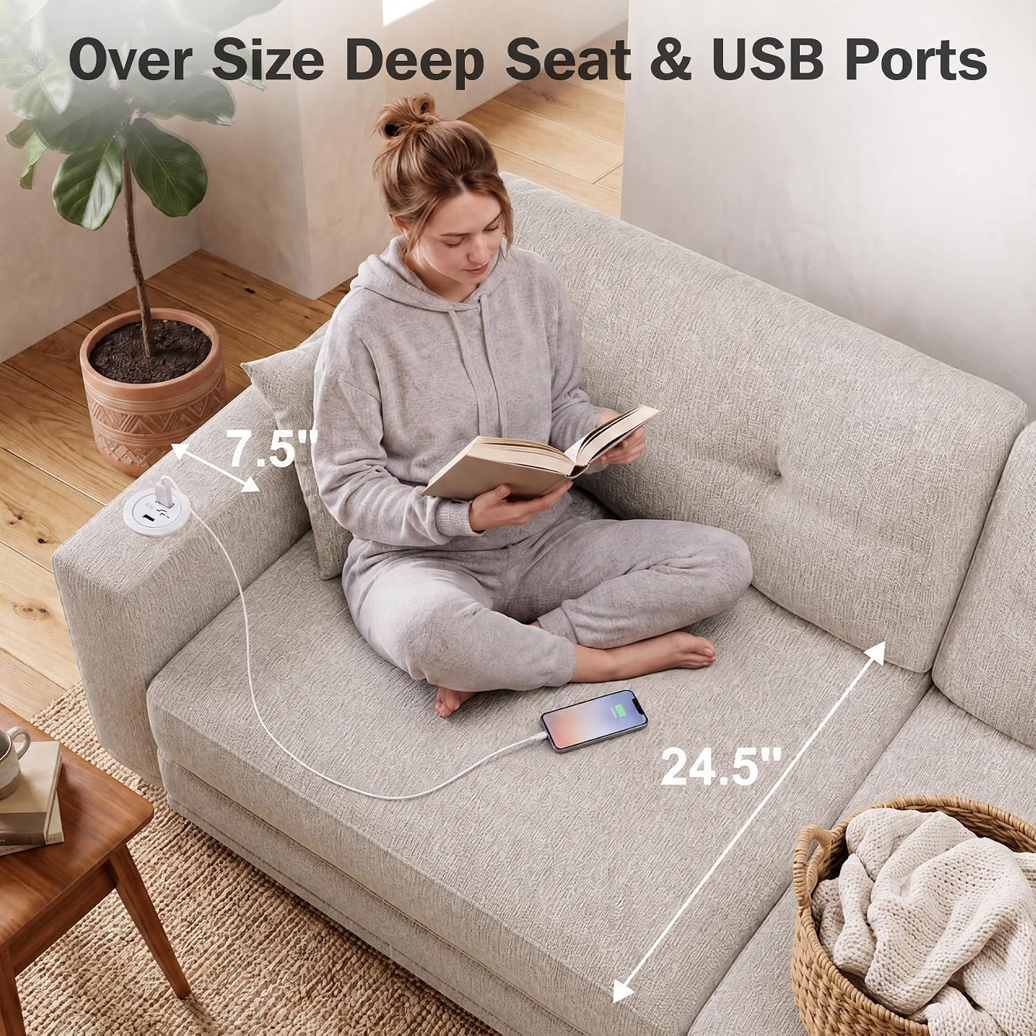 Detalle de Vipbear Modular Sectional Sofa, 160-Inch