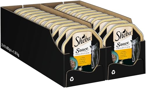 Detalle 2 de SHEBA Schale Nassfutter für Katzen Sauce Collection mit Pute in heller Sauce – 2 x 11 x 85 g