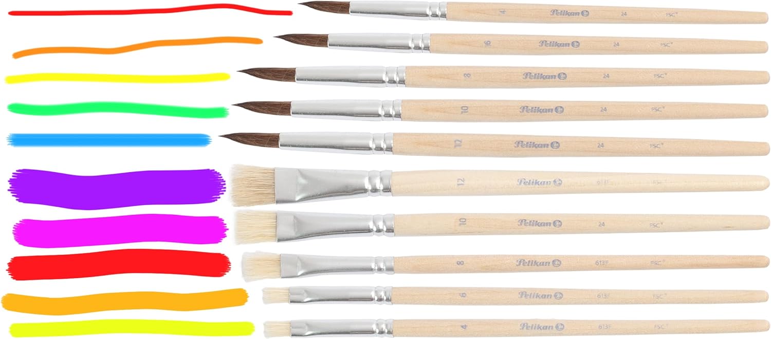 Thumbnail 2 de Pelikan Pinsel Starter-Set (10-teilig) mit 5 Haar- und 5 Borstenpinseln für Schule & Studium