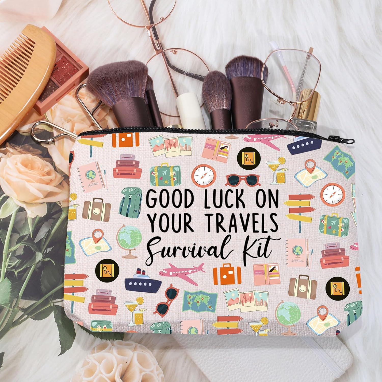 Detalle 2 de MYSOMY Good Luck Travel Makeup Bag – Survival Kit Cosmetic Souvenir Gift