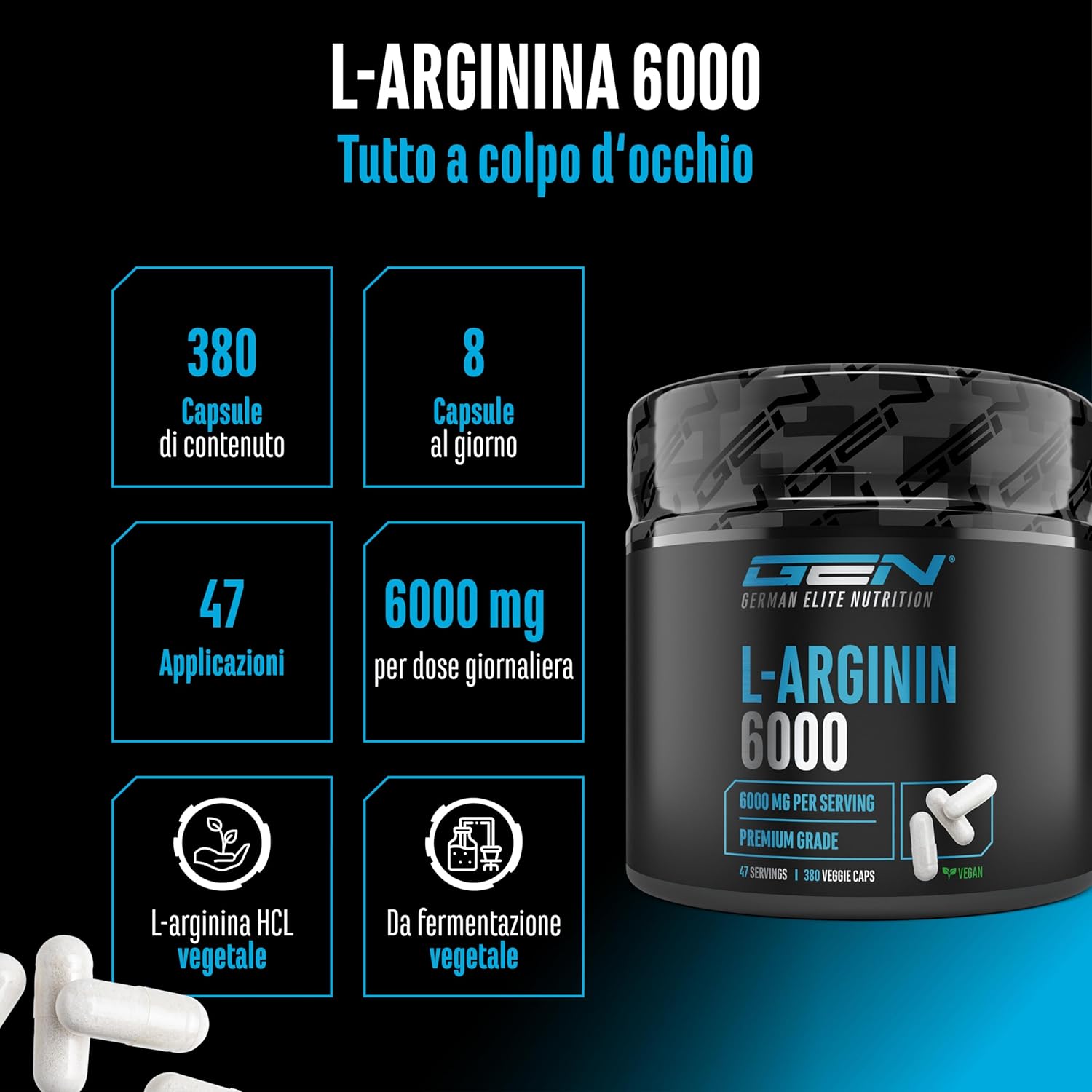 Thumbnail 1 de German Elite Nutrition L-Arginin 380 capsule vegane