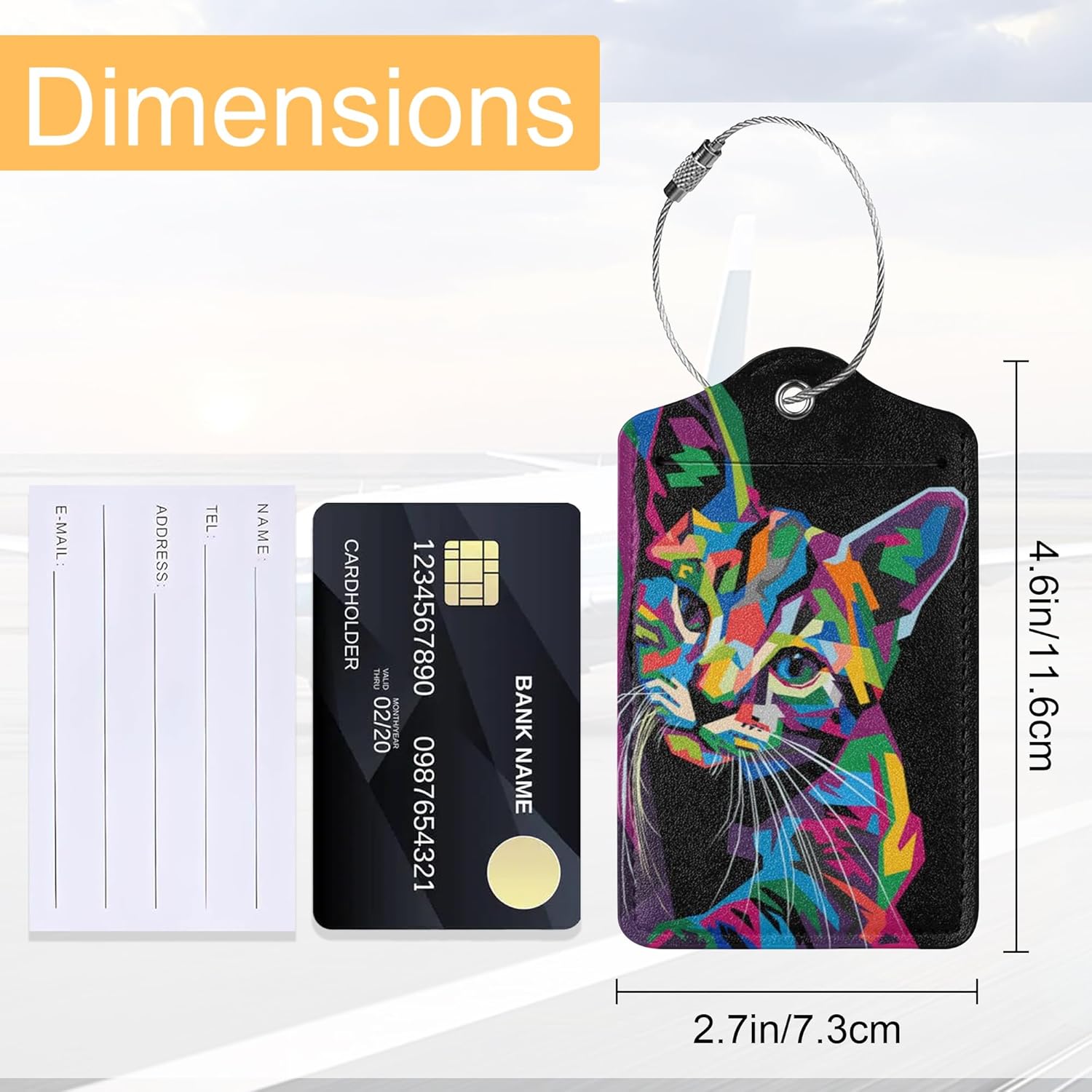 Thumbnail 1 de 2 Pack Artcat Luggage Tags by LUOENY with Privacy Cover and Stainless Steel Loop